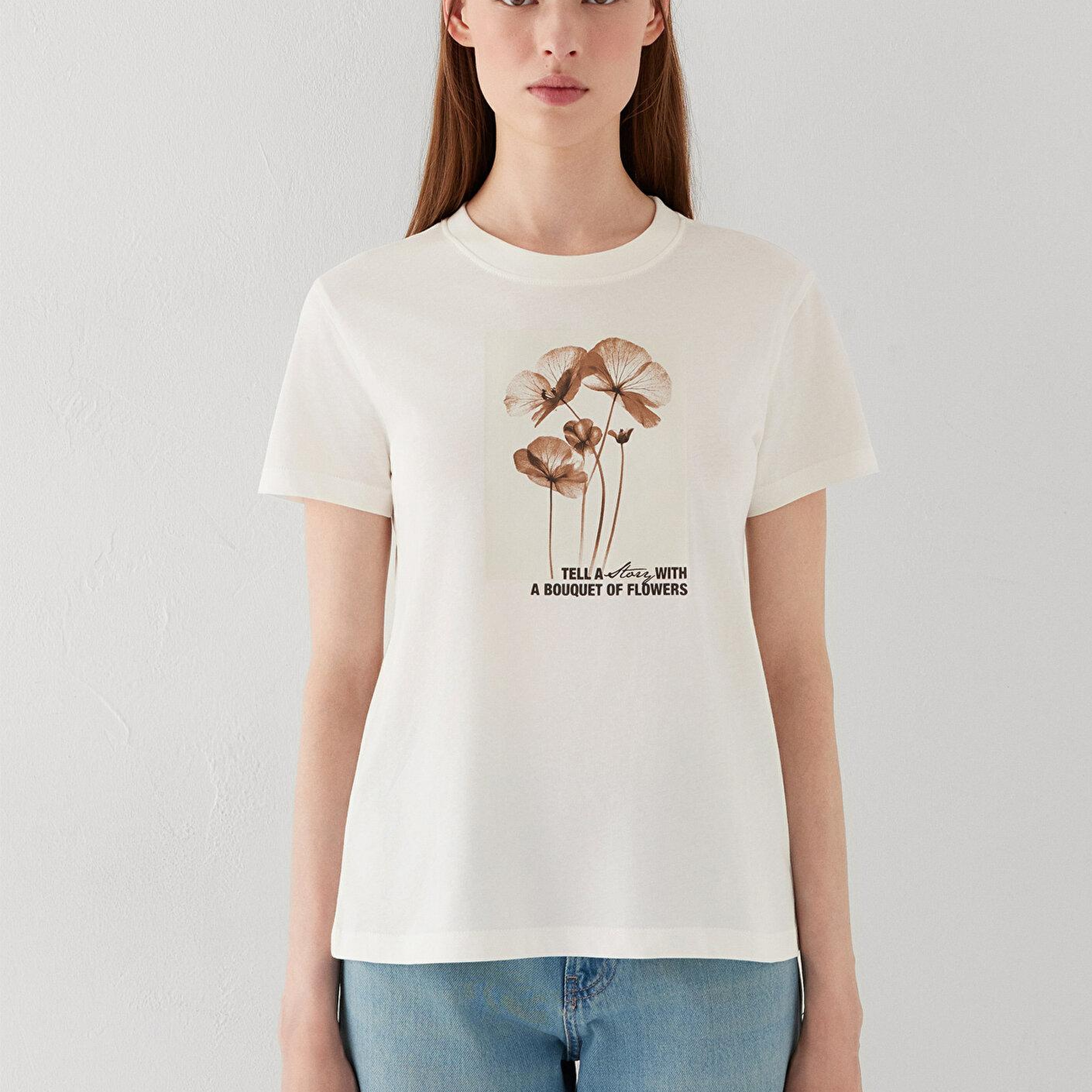 Mavi Ekru Tişört Slim Fit / Dar Kesim 1614256-70057