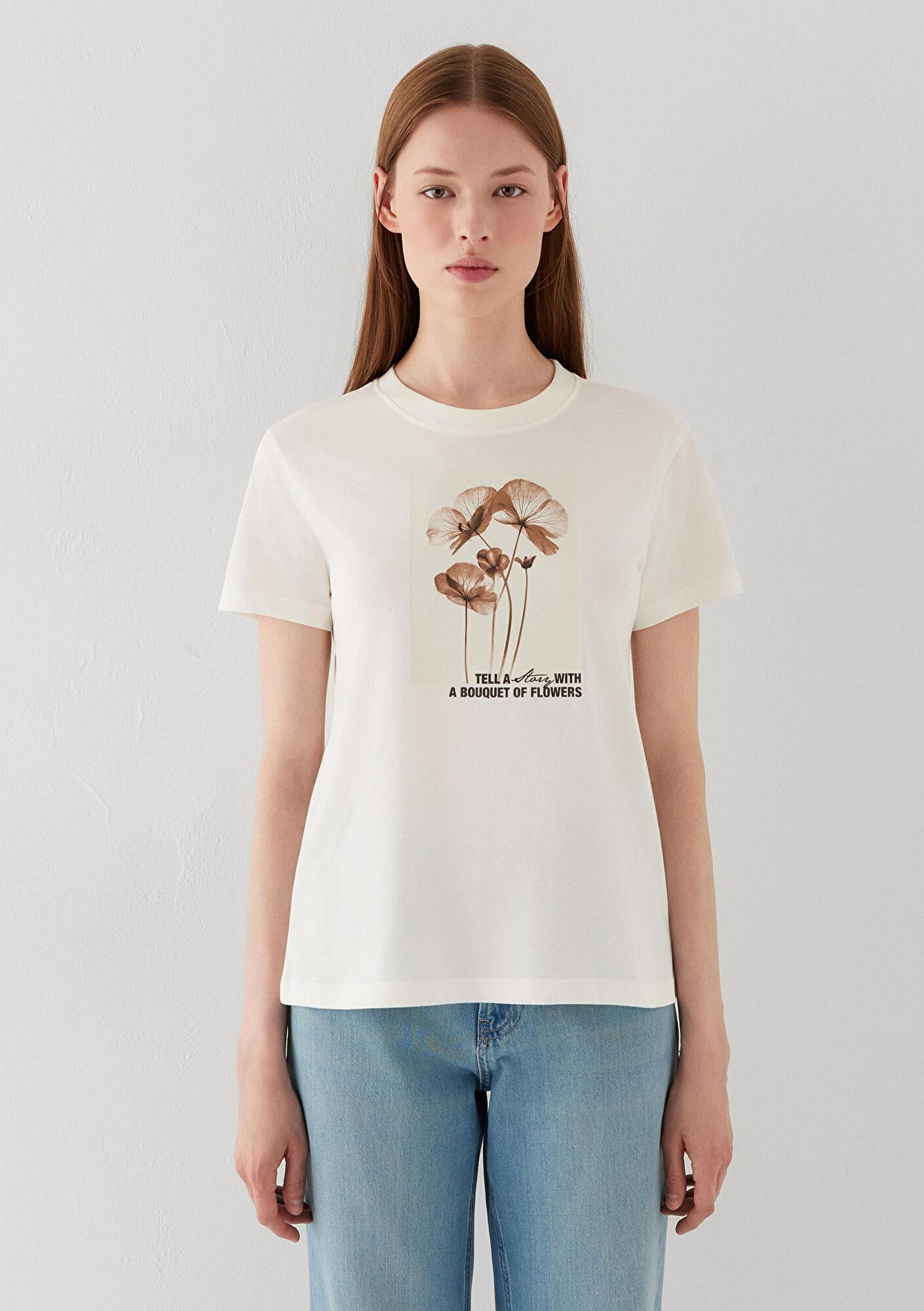 Mavi Ekru Tişört Slim Fit / Dar Kesim 1614256-70057