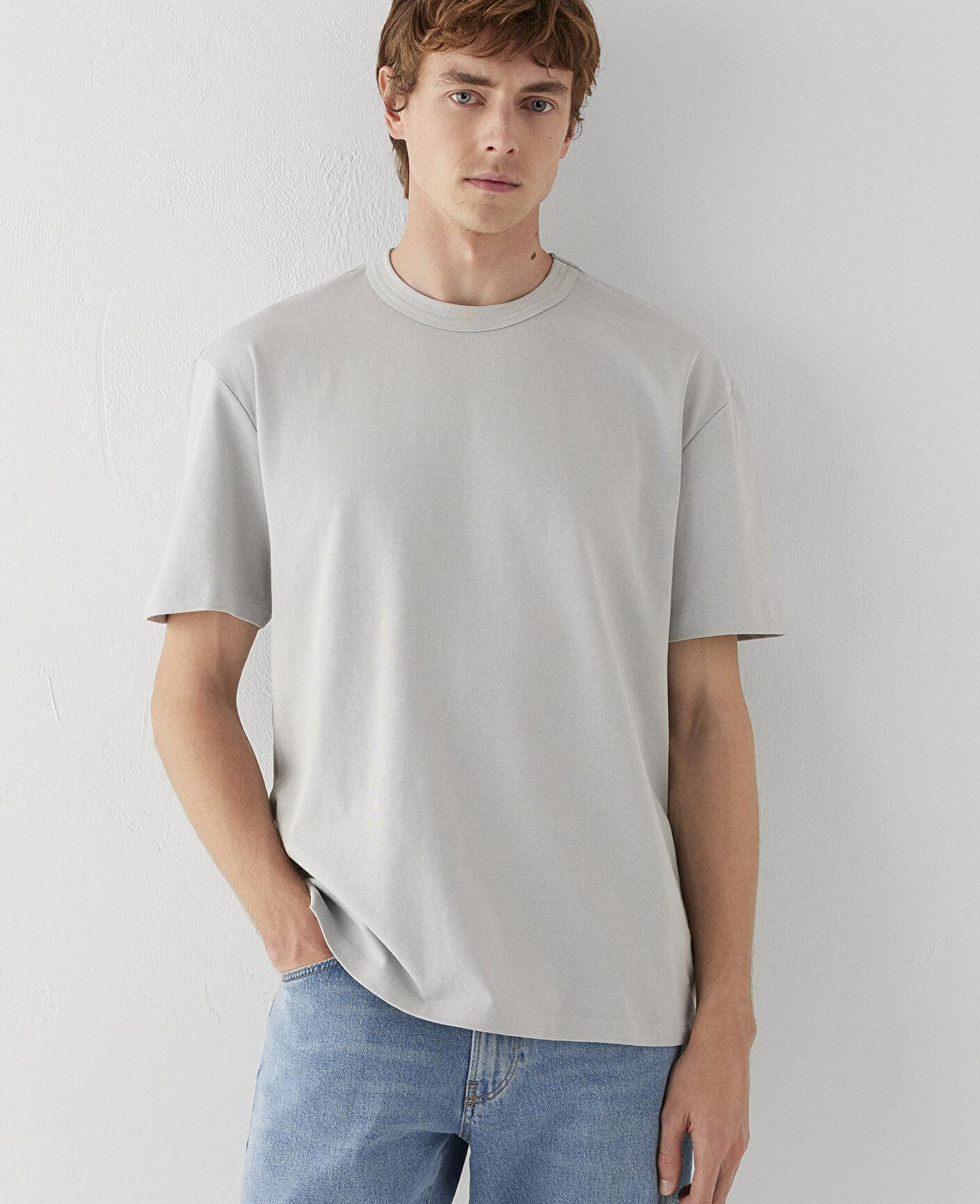 Mavi Gri Tişört Loose Fit / Bol Rahat Kesim 0613624-70075