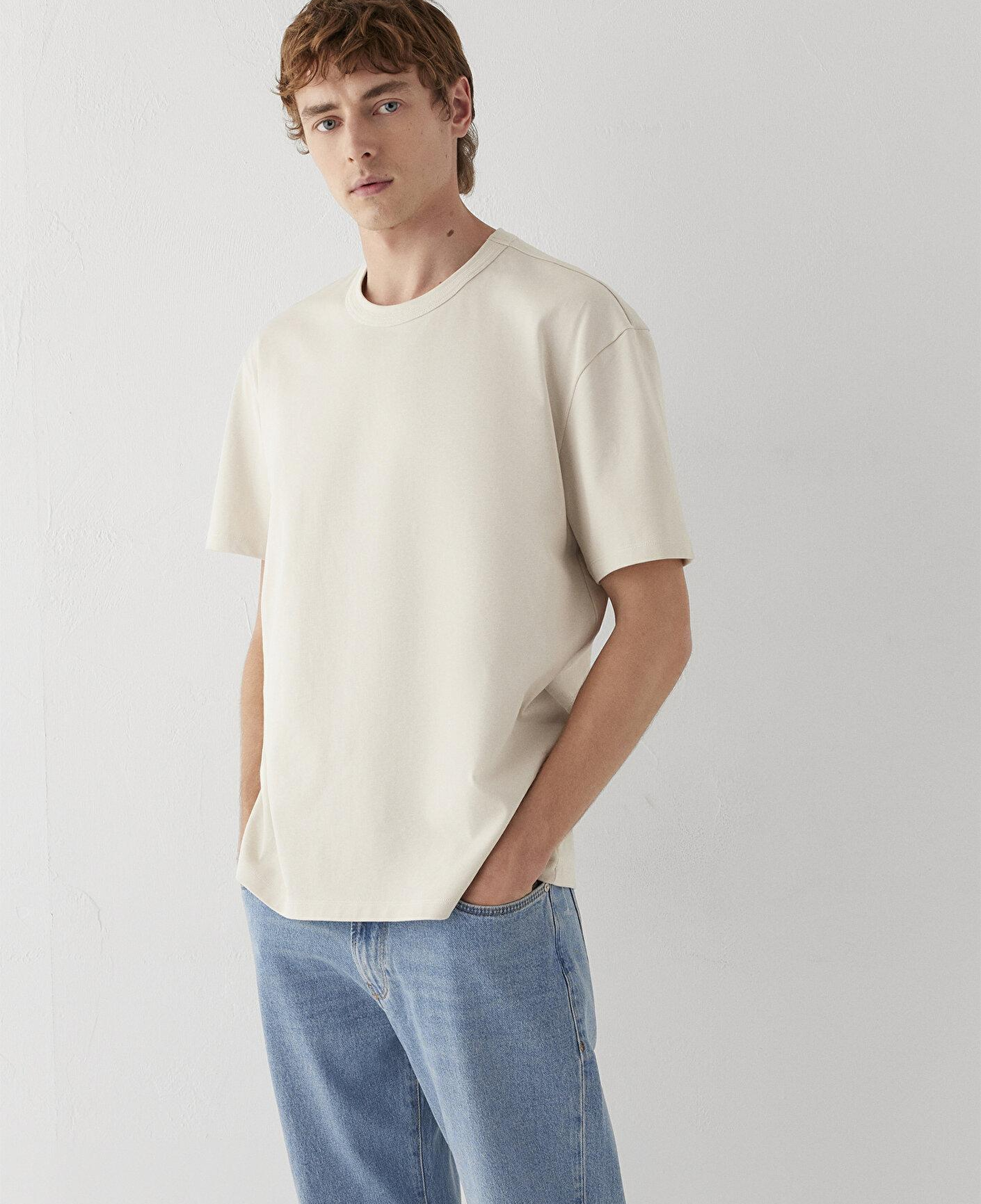 Mavi Bej Tişört Loose Fit / Bol Rahat Kesim 0613624-70144