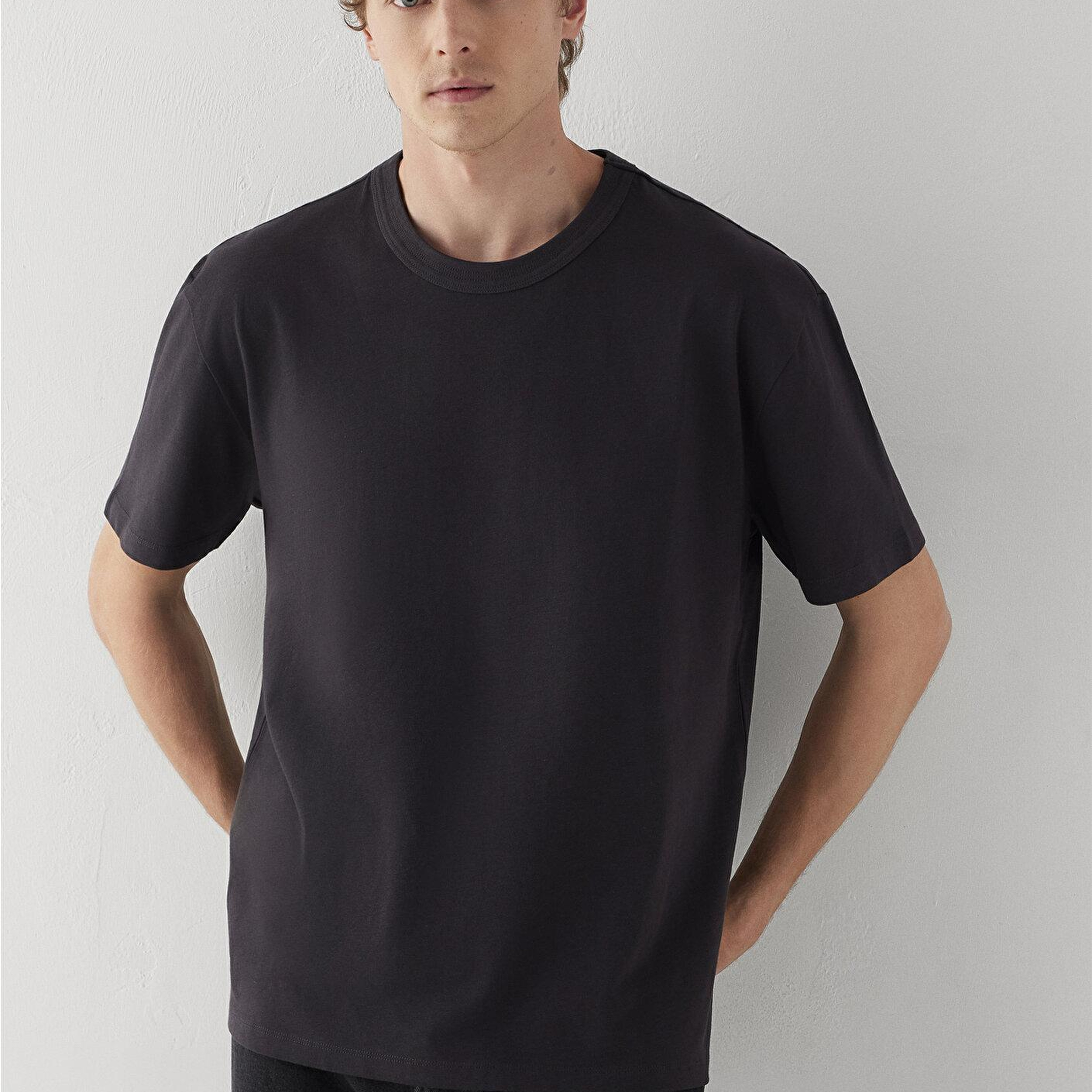Mavi Antrasit Tişört Loose Fit / Bol Rahat Kesim 0613624-70087