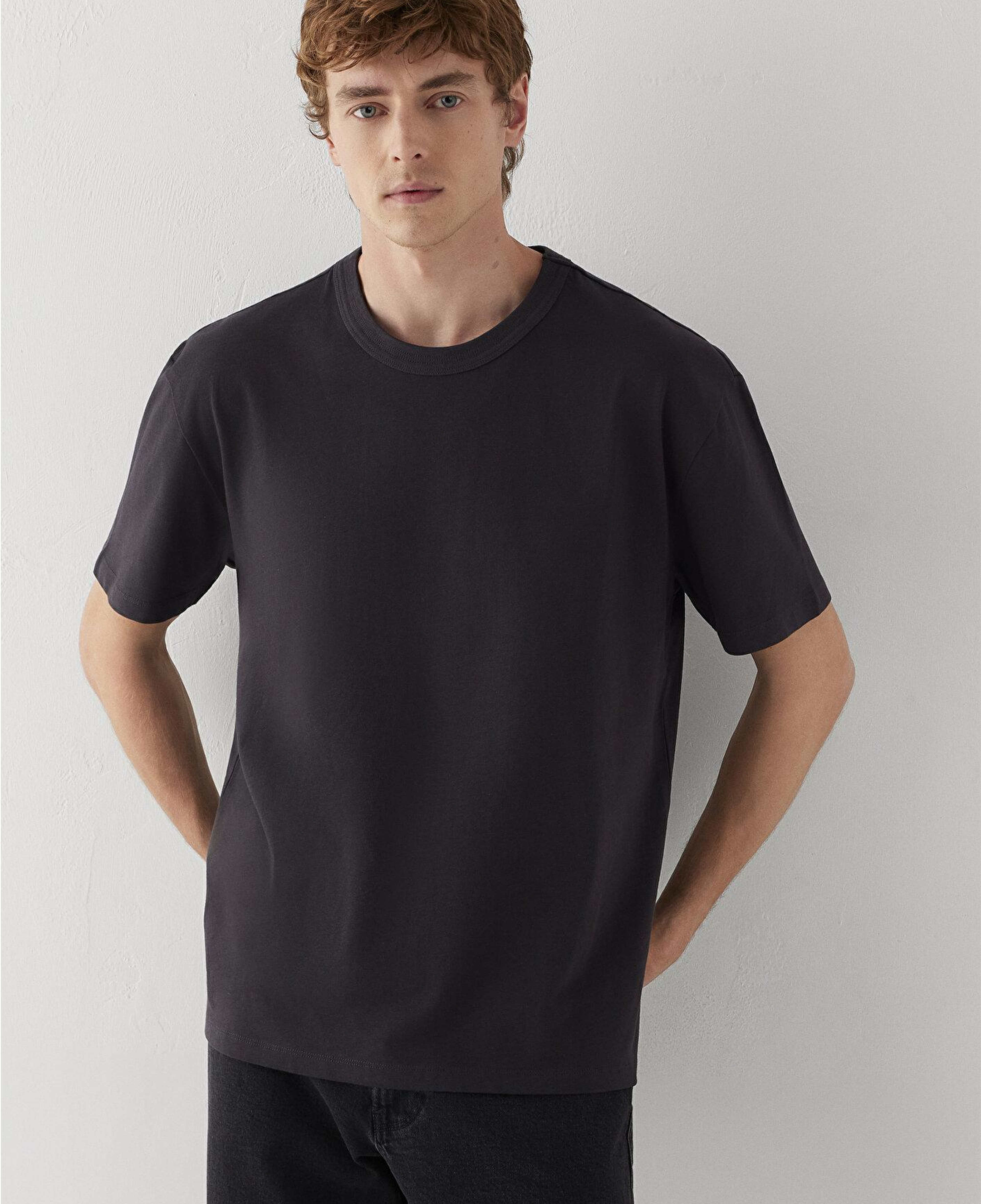 Mavi Antrasit Tişört Loose Fit / Bol Rahat Kesim 0613624-70087
