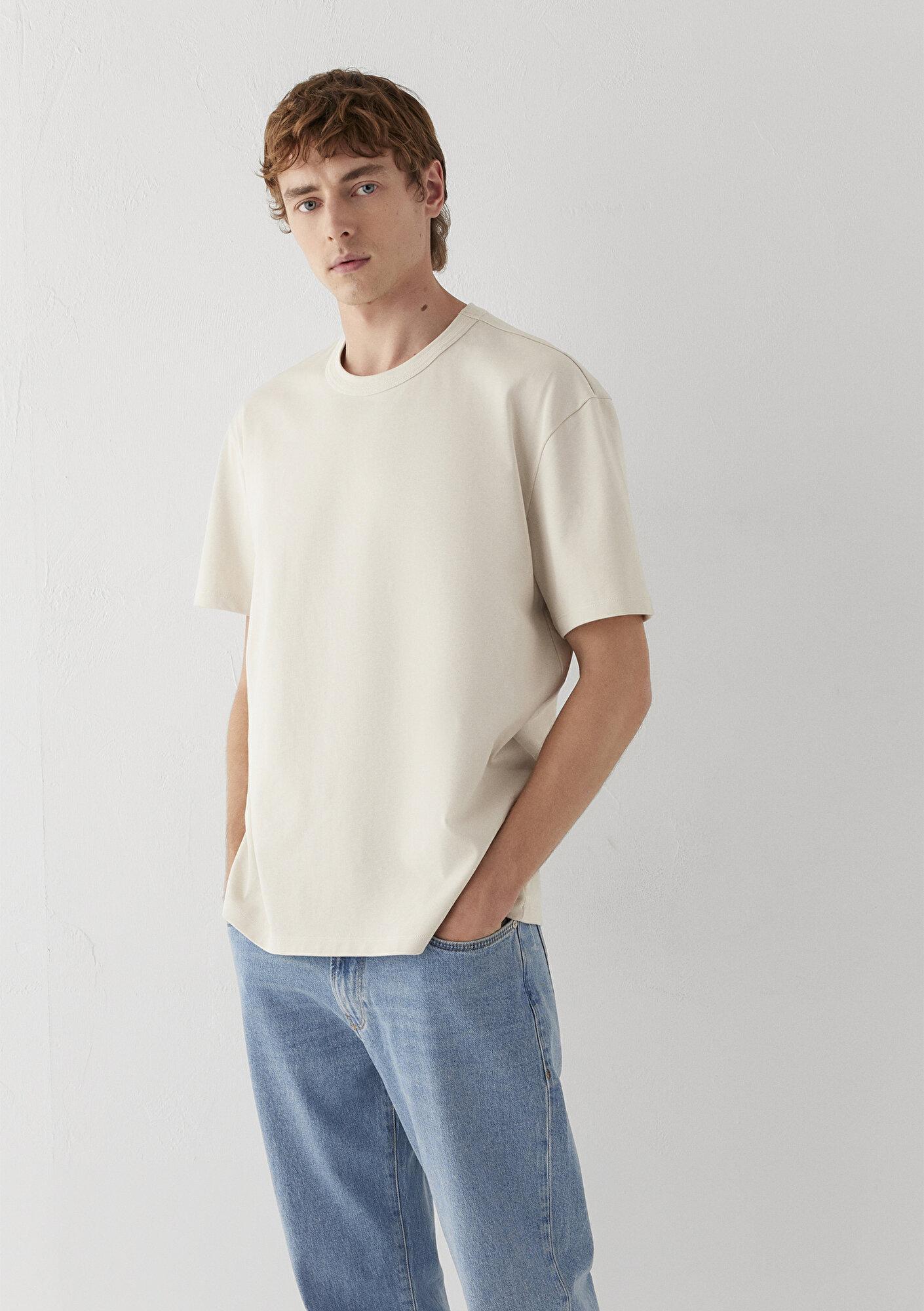 Mavi Bej Tişört Loose Fit / Bol Rahat Kesim 0613624-70144