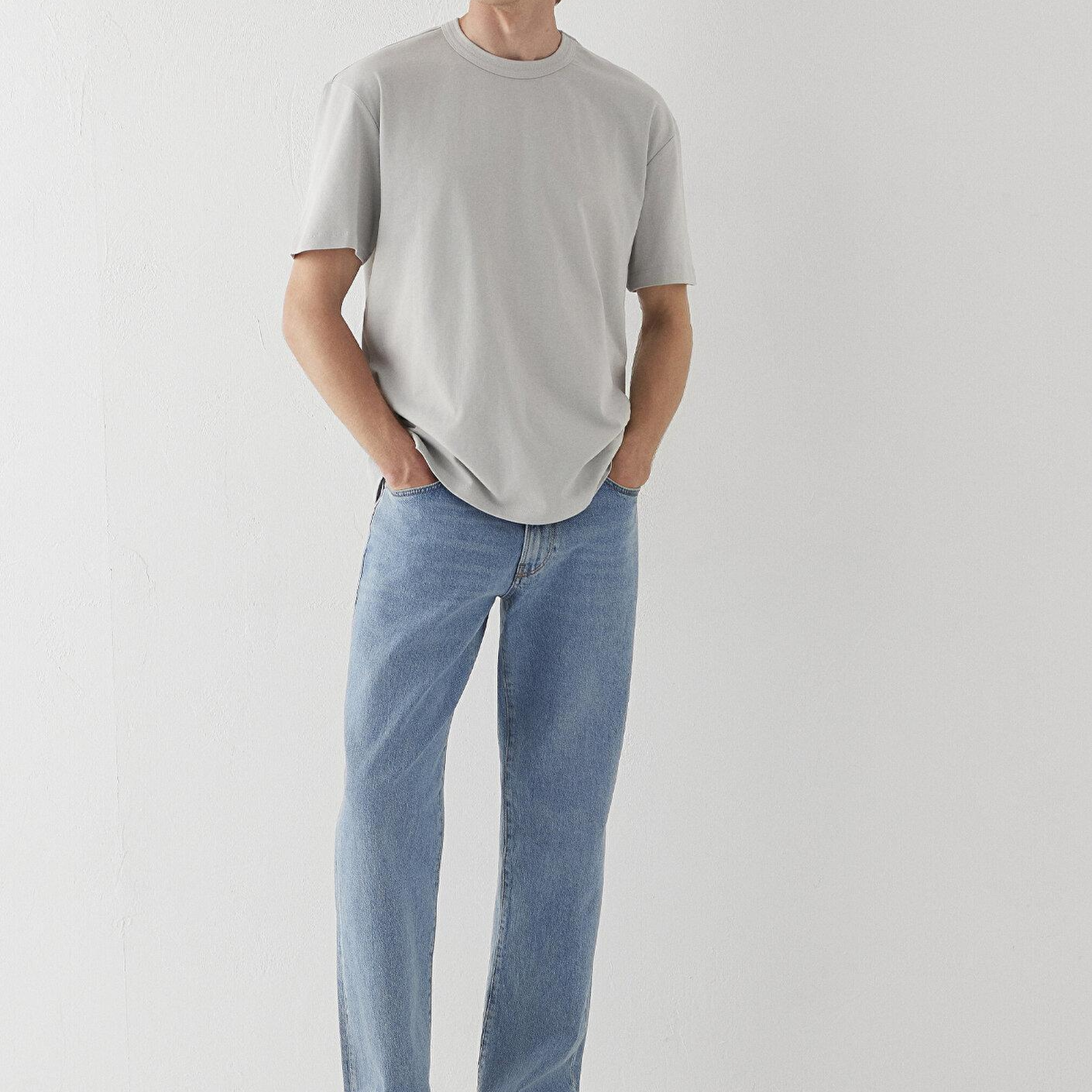 Mavi Gri Tişört Loose Fit / Bol Rahat Kesim 0613624-70075
