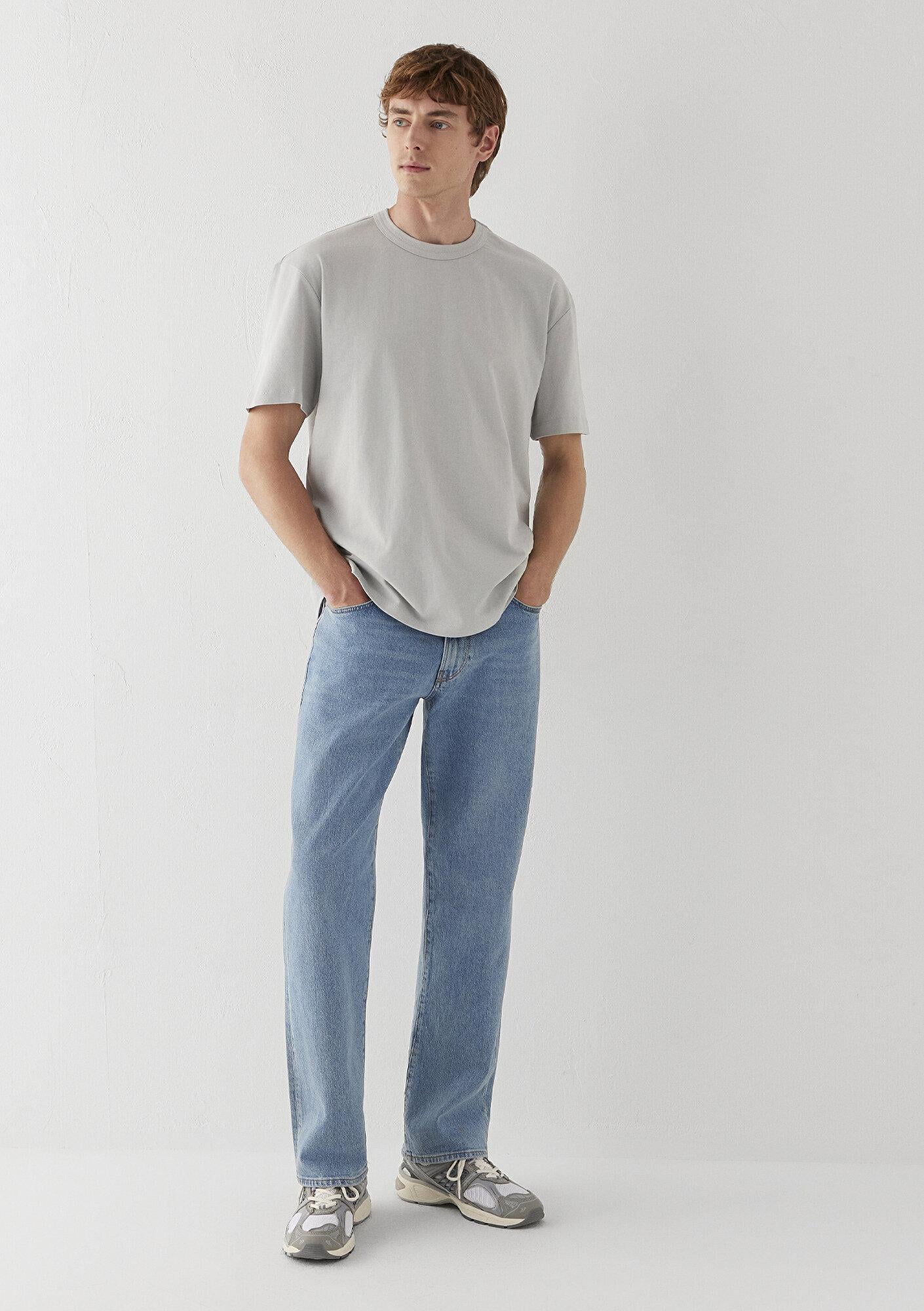 Mavi Gri Tişört Loose Fit / Bol Rahat Kesim 0613624-70075