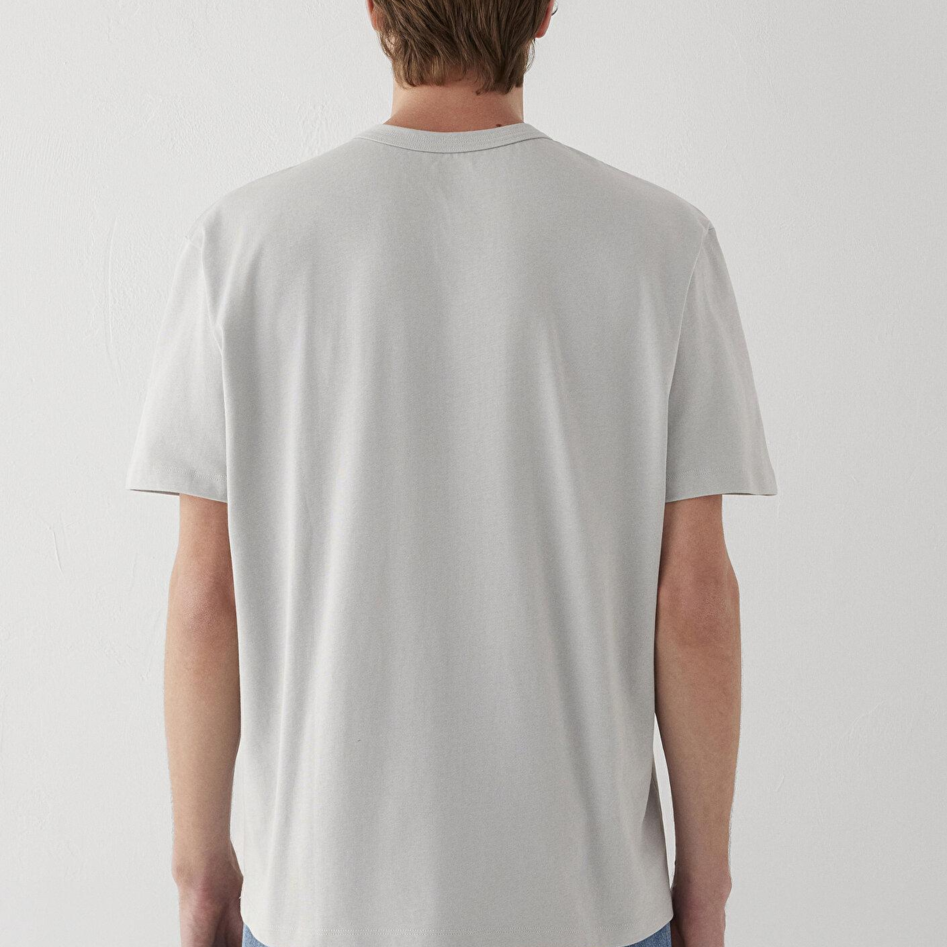 Mavi Gri Tişört Loose Fit / Bol Rahat Kesim 0613624-70075