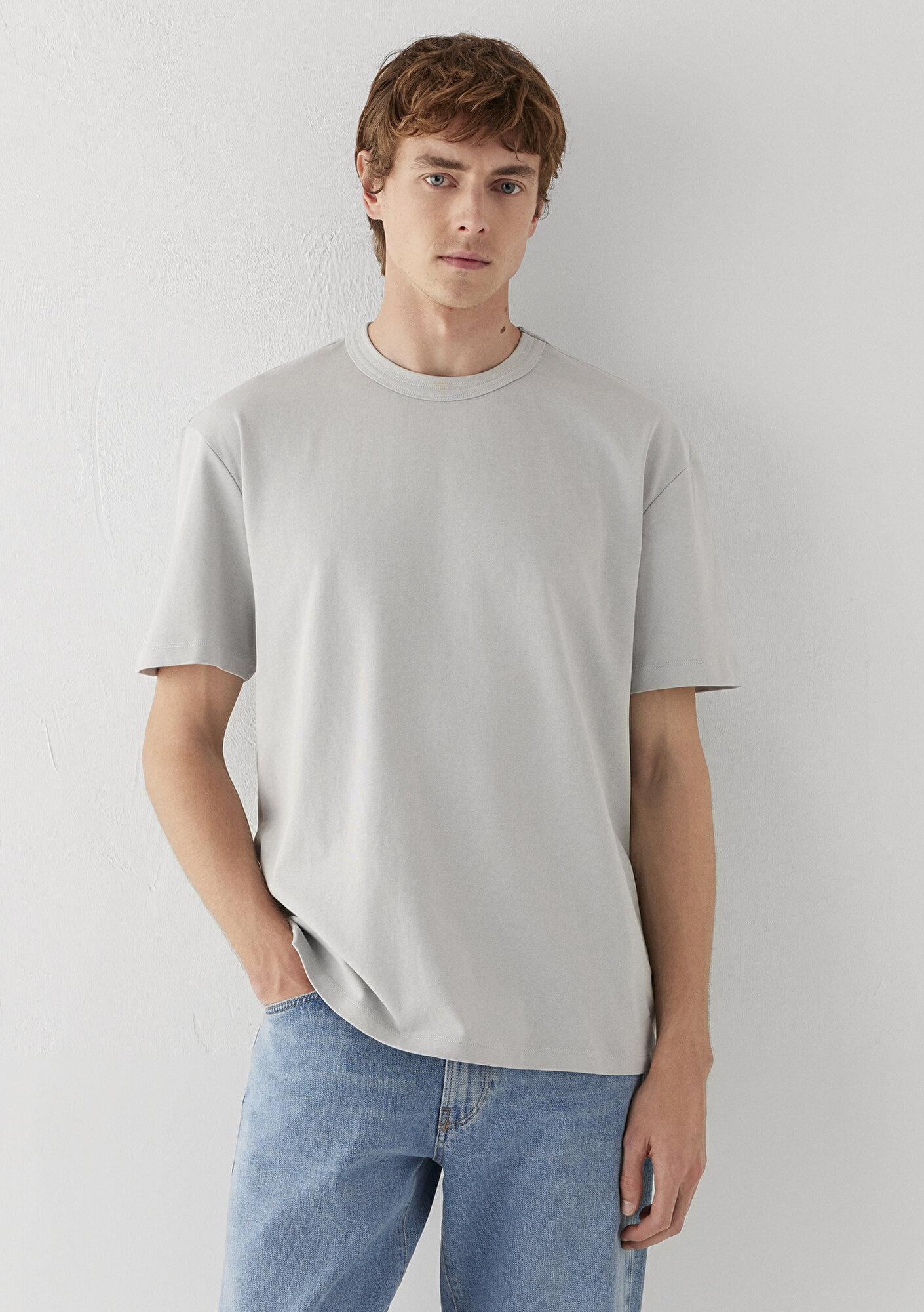Mavi Gri Tişört Loose Fit / Bol Rahat Kesim 0613624-70075