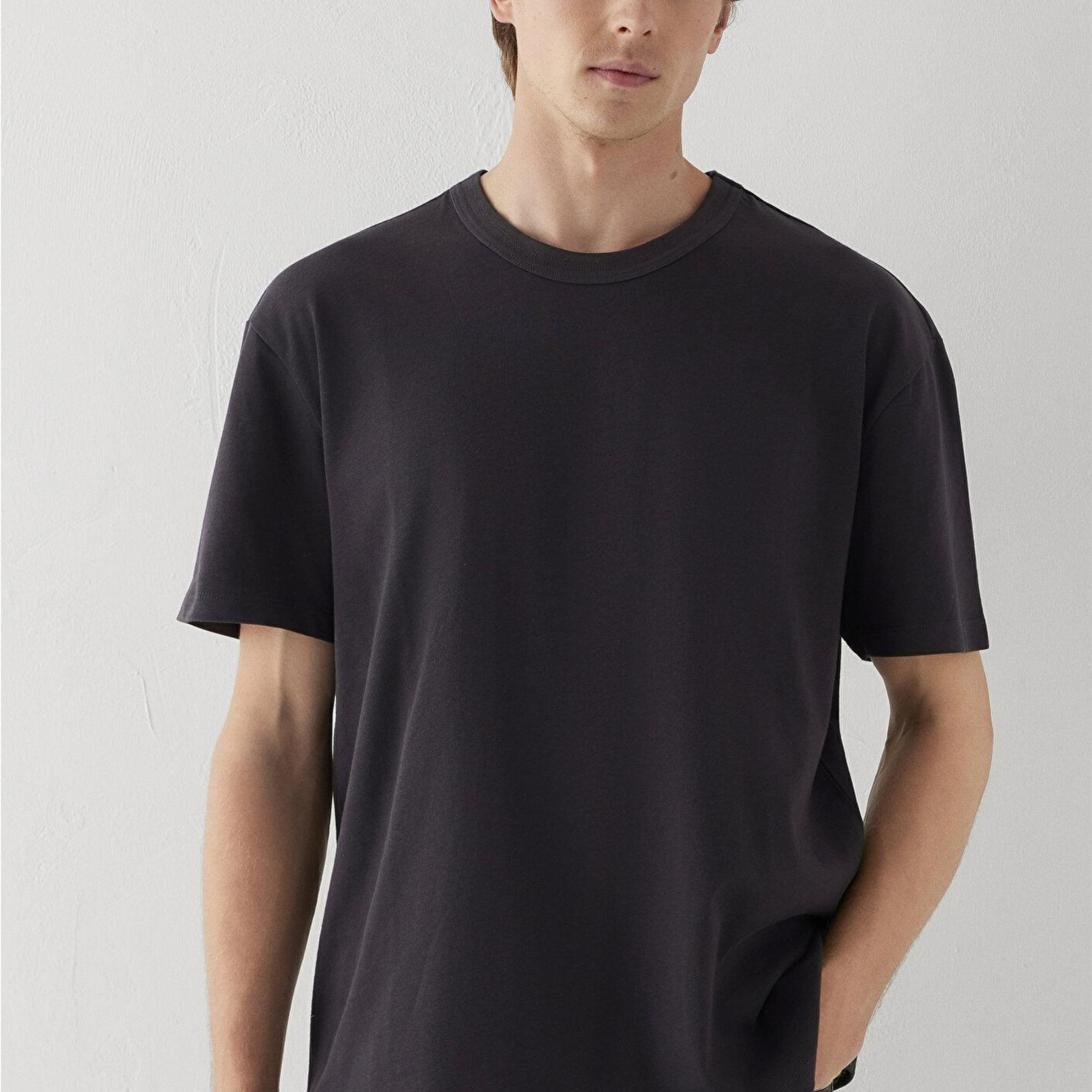 Mavi Antrasit Tişört Loose Fit / Bol Rahat Kesim 0613624-70087