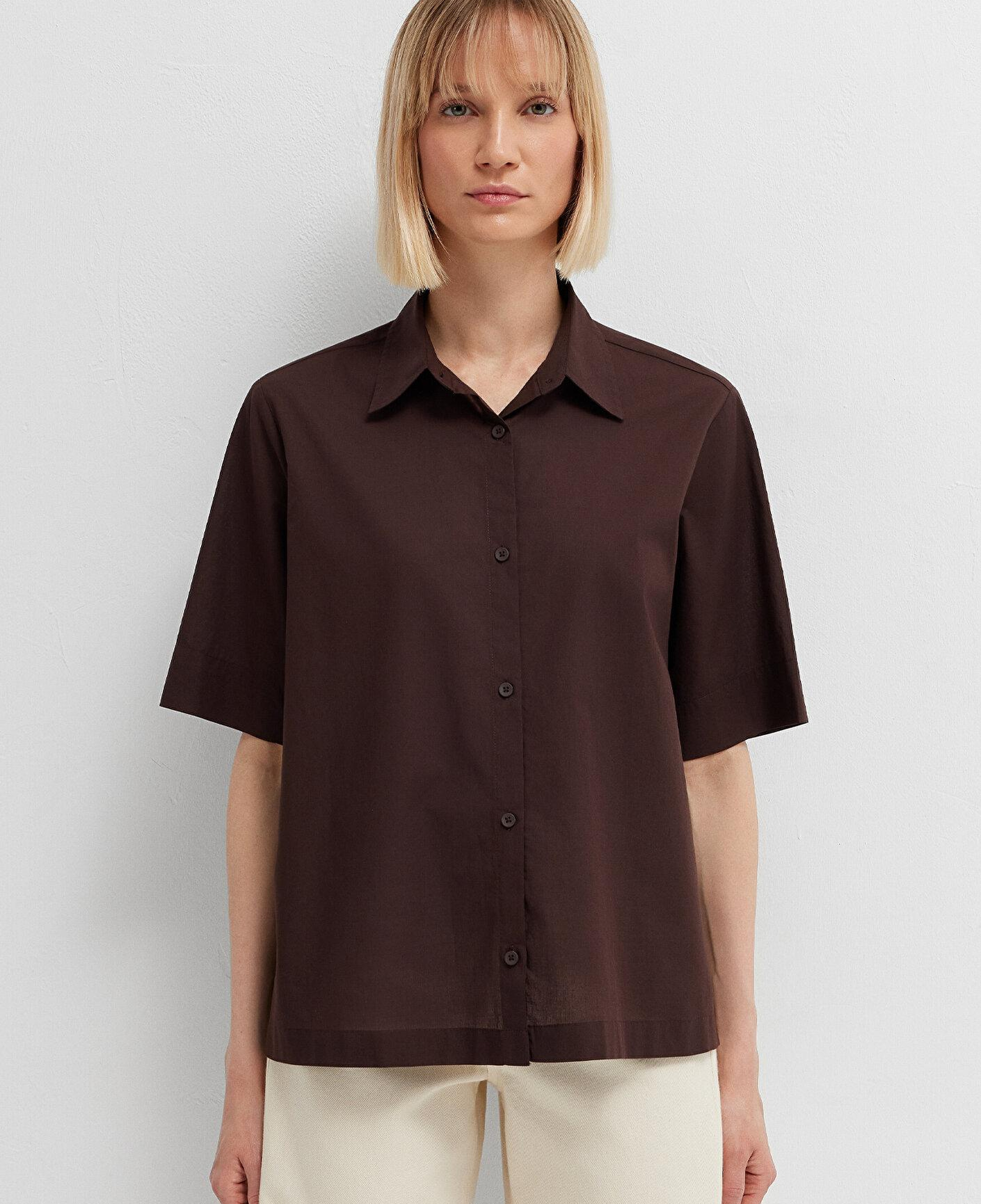 Mavi Kahverengi Gömlek Loose Fit / Bol Rahat Kesim 1211615-88083
