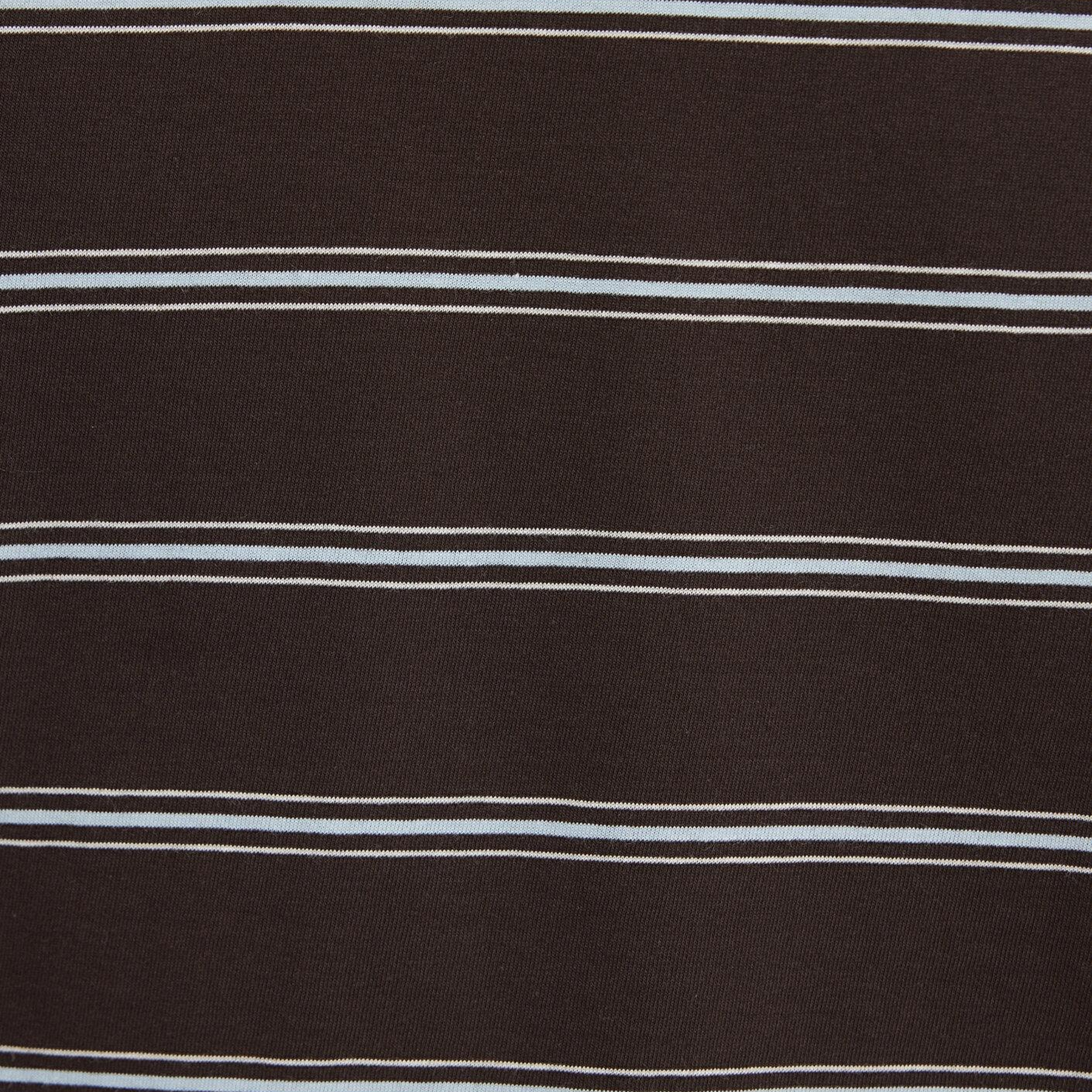 Mavi Çizgili Kahverengi Tişört Loose Fit / Bol Rahat Kesim 0613644-70220
