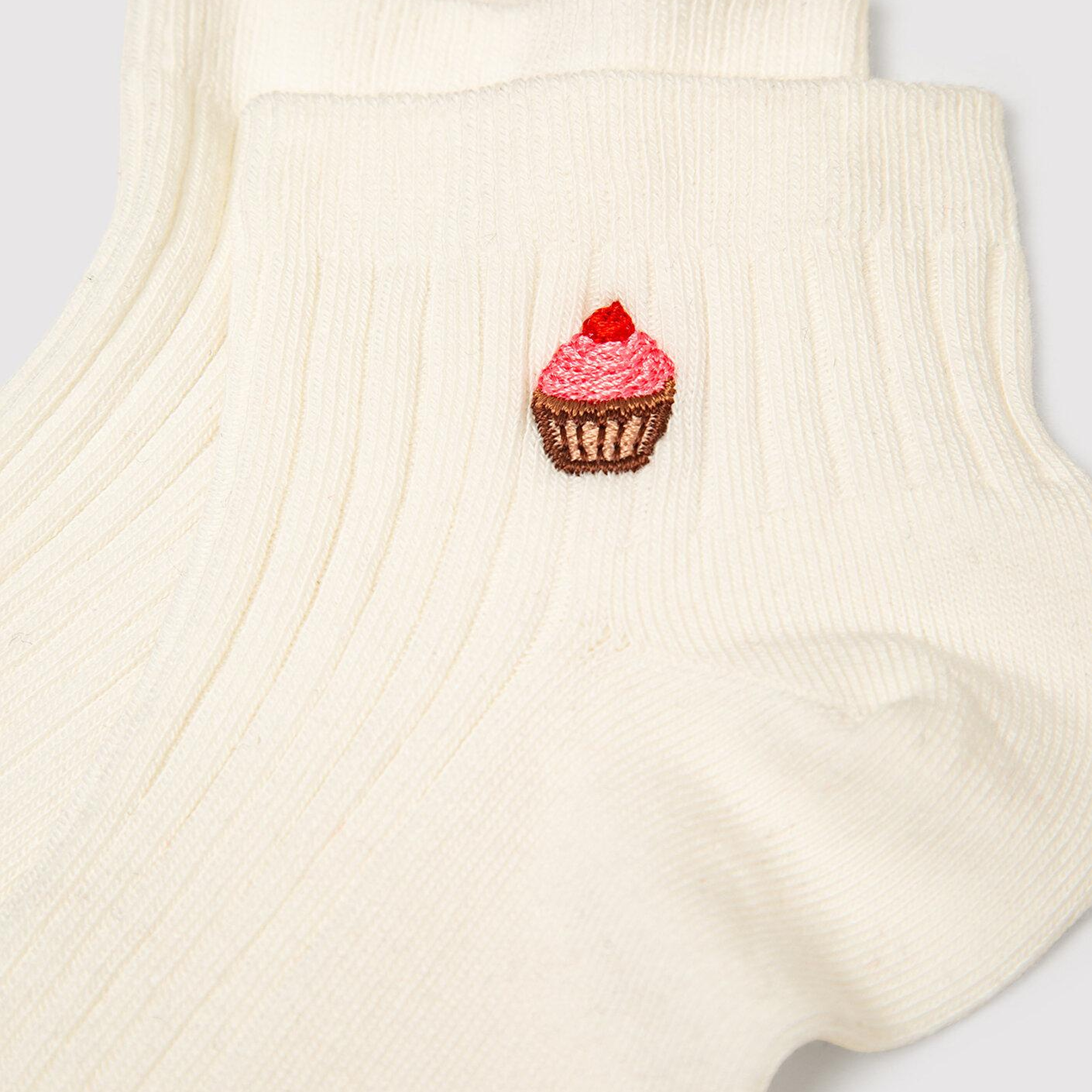 Mavi Cupcake Nakışlı Ekru Patik Çorap 1914354-70053