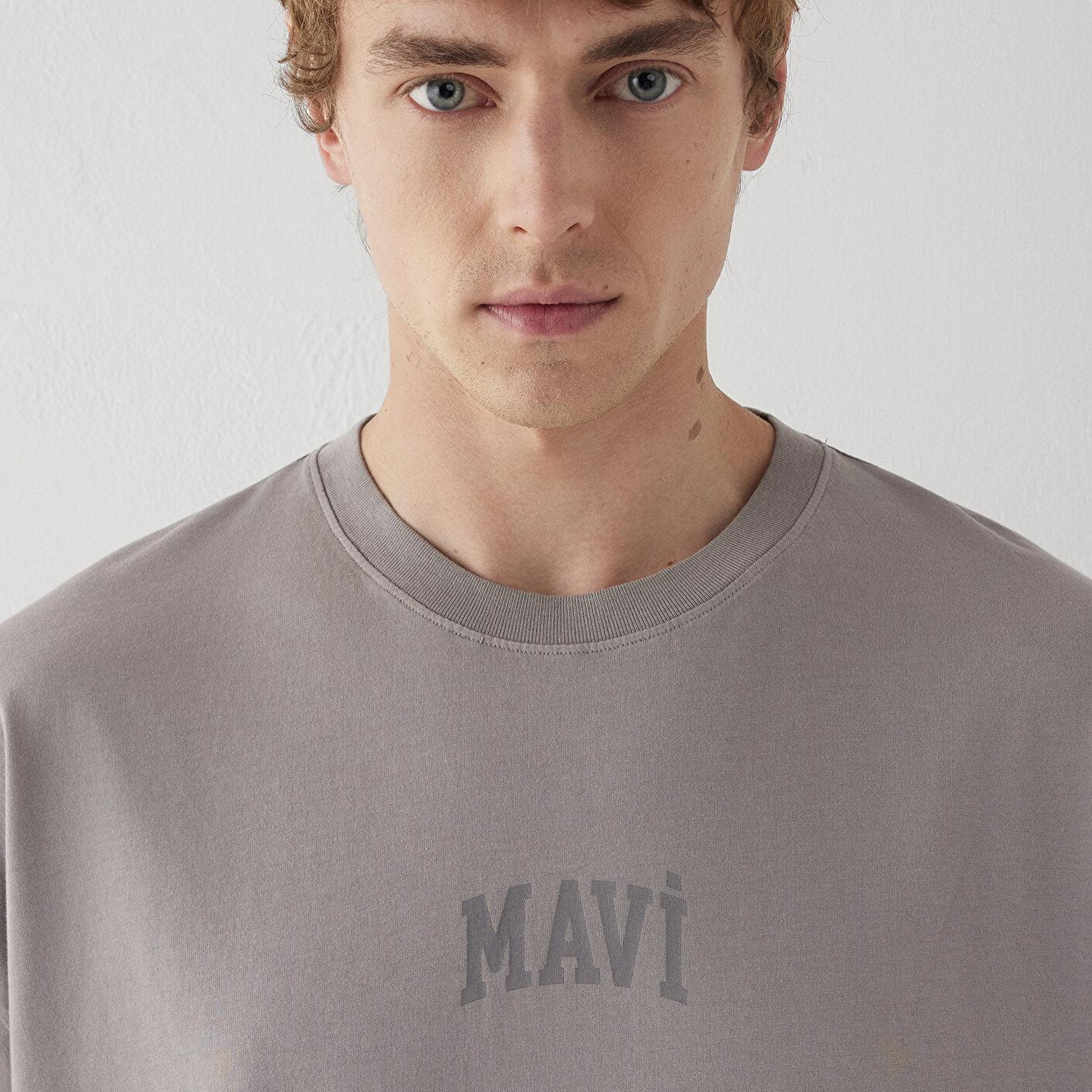 Mavi Mavi Logo Baskılı Gri Tişört Oversize / Geniş Kesim 0613573-80615