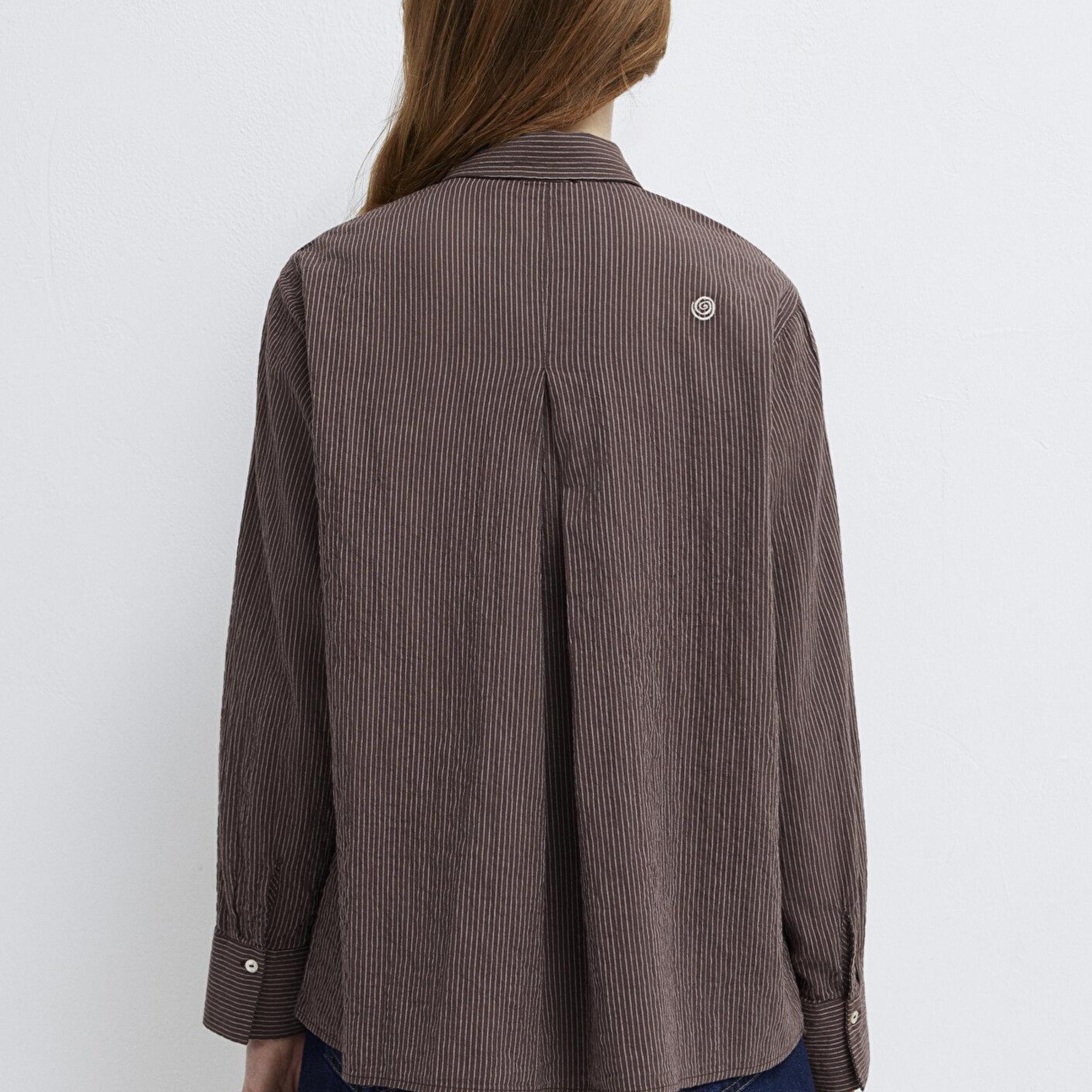 Mavi Kahverengi Gömlek Loose Fit / Bol Rahat Kesim 1211598-91456