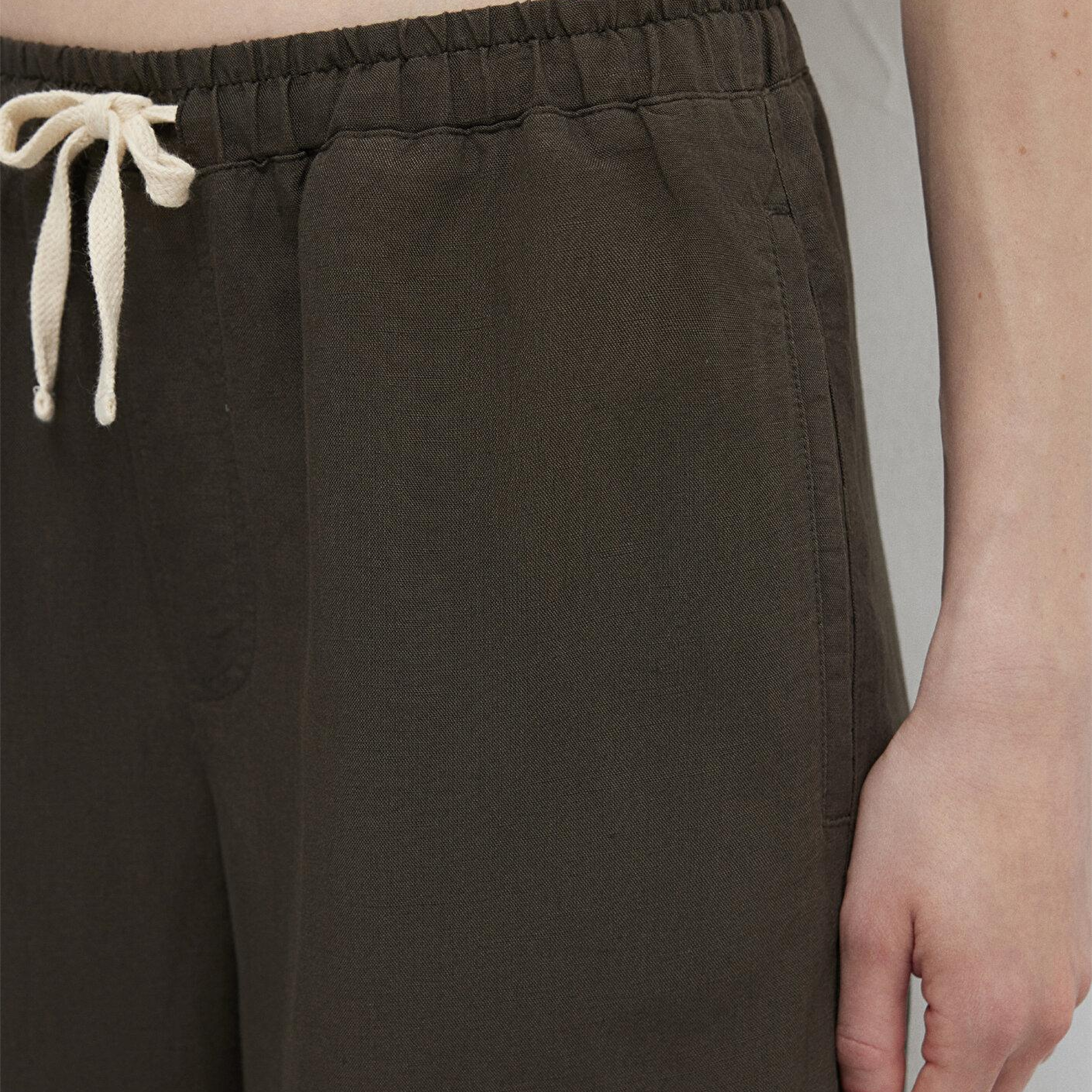 Mavi Keten Karışımlı Yeşil Pantolon 1011269-71587