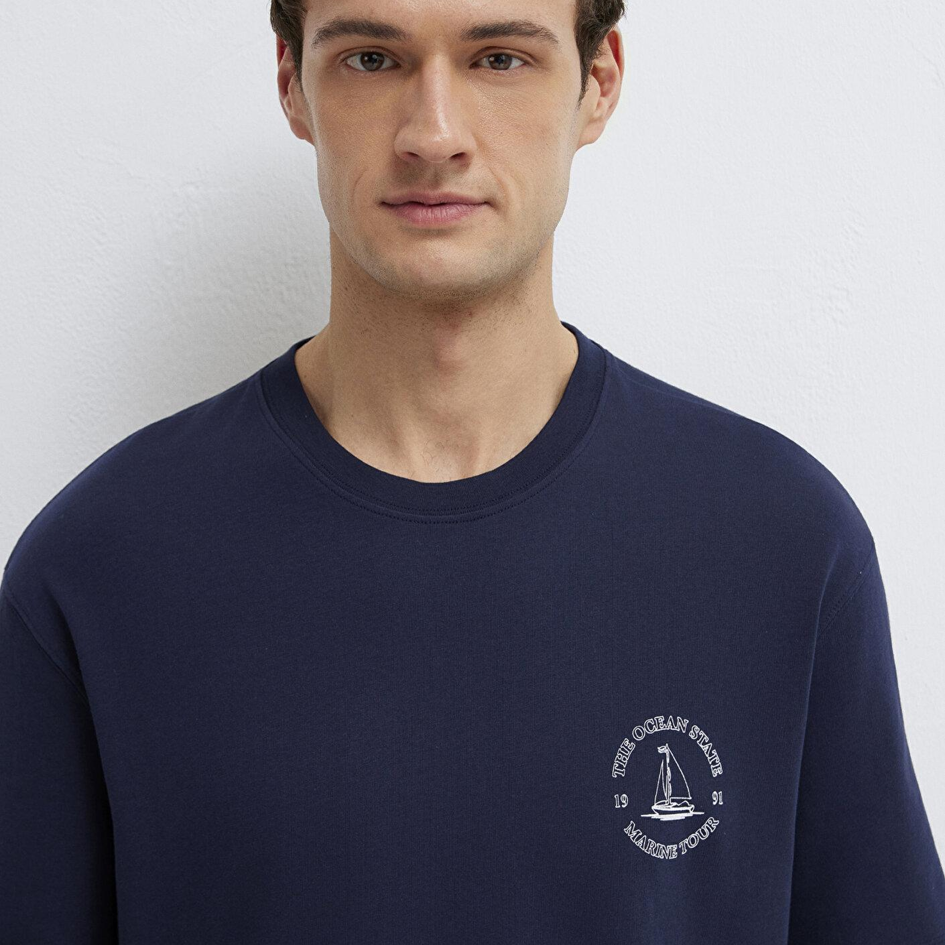 Mavi Baskılı Lacivert Tişört Loose Fit / Bol Rahat Kesim 0613282-82318