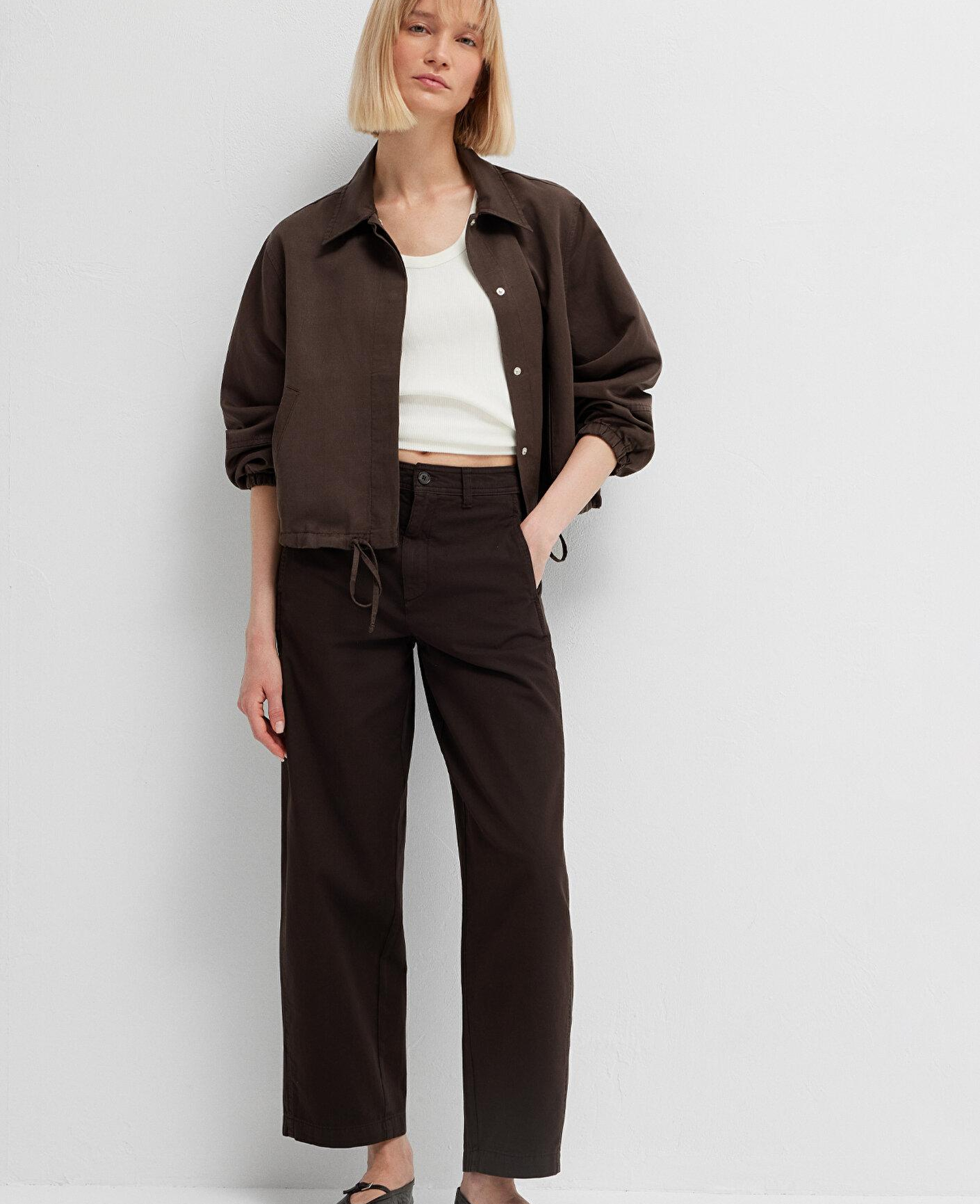 Mavi Keten Karışımlı Kahverengi Ceket Loose Fit / Bol Rahat Kesim 1110891-91100