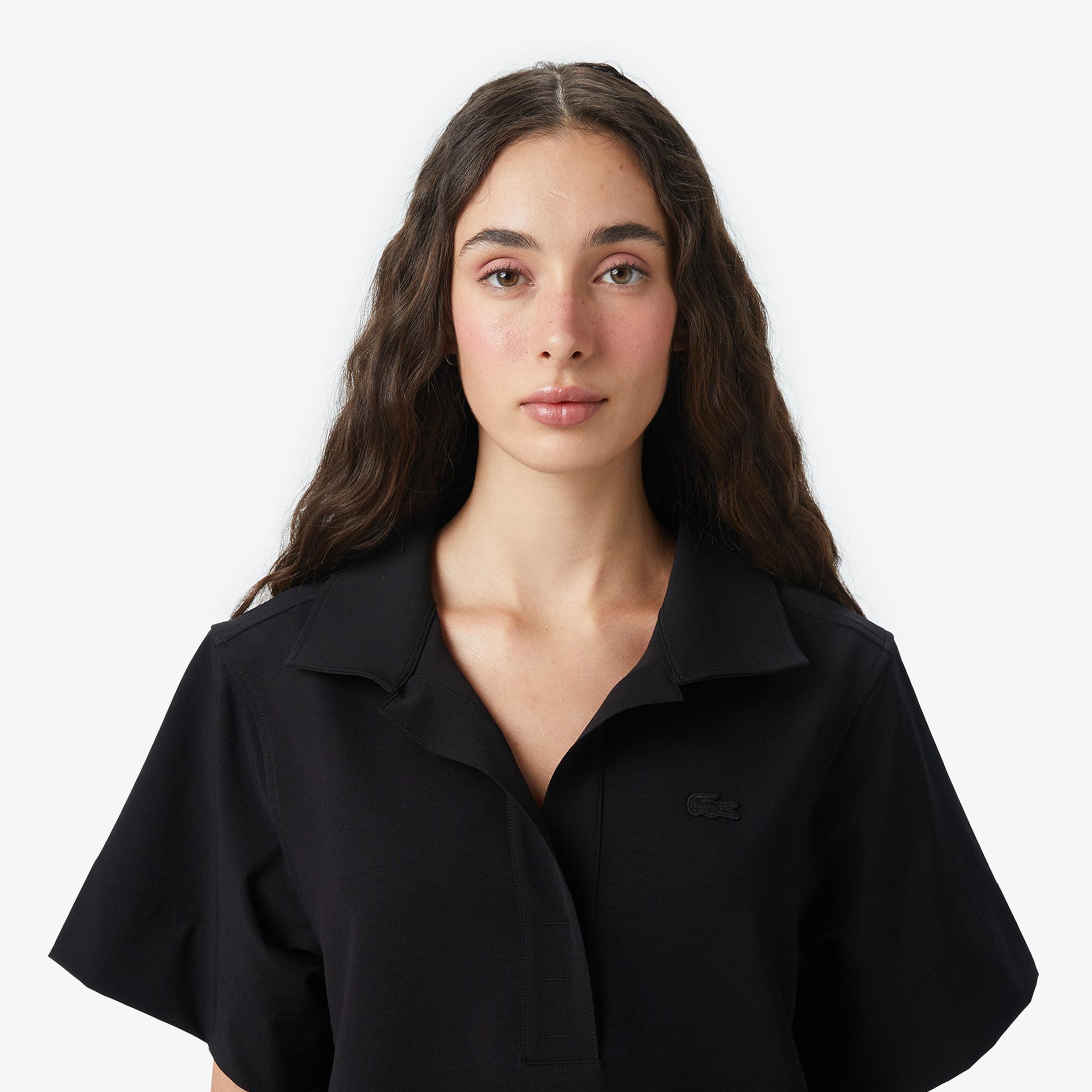 Lacoste Kadın Truvakar Kollu Siyah Gömlek