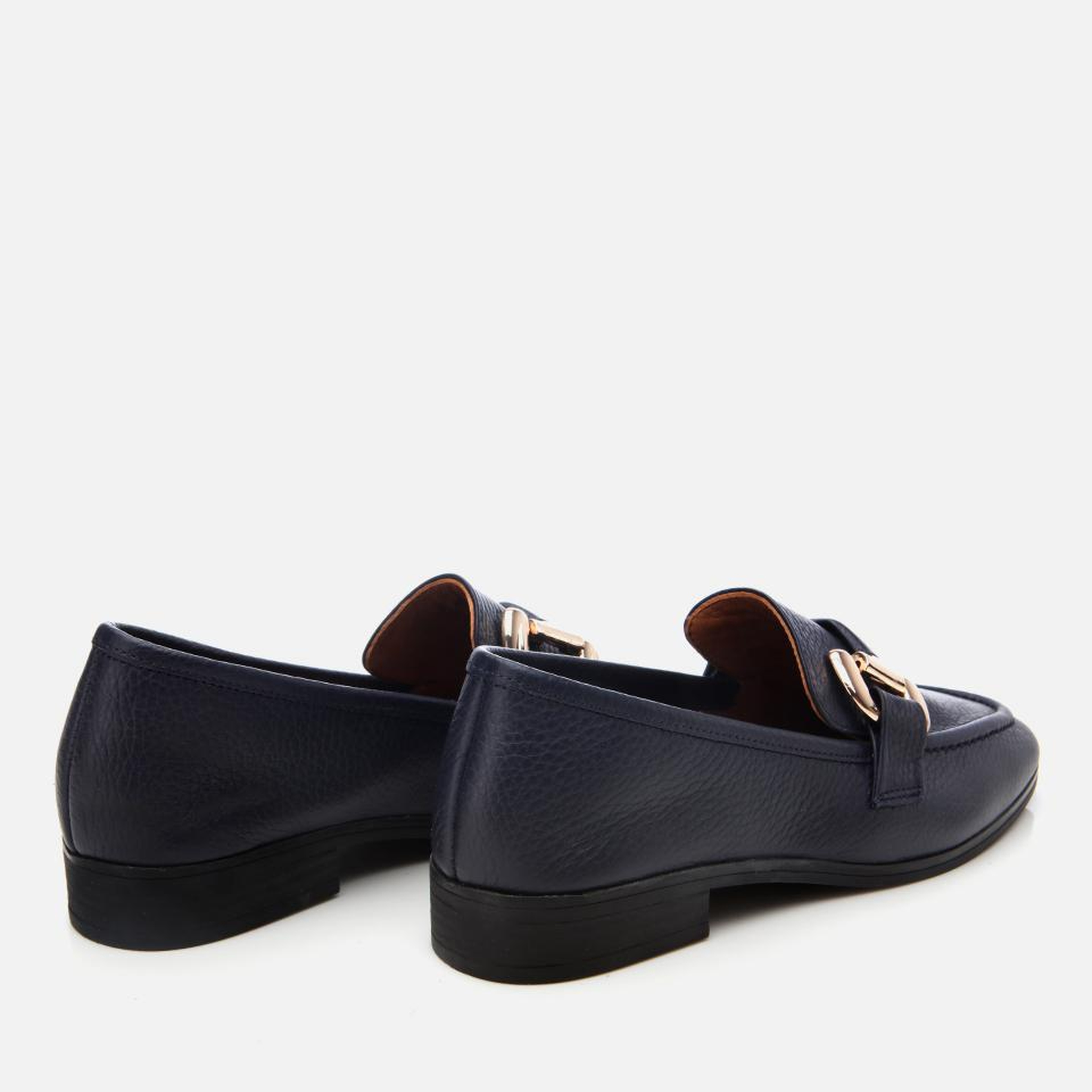 Kadın Deri Lacivert Tokalı Günlük Loafer