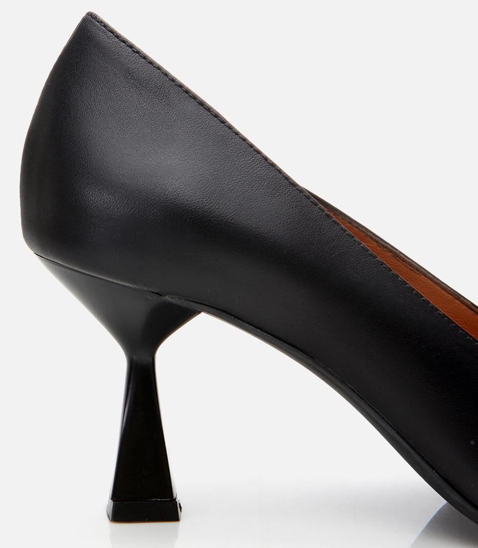 Kadın Deri Siyah Esnek Tabanlı Stiletto