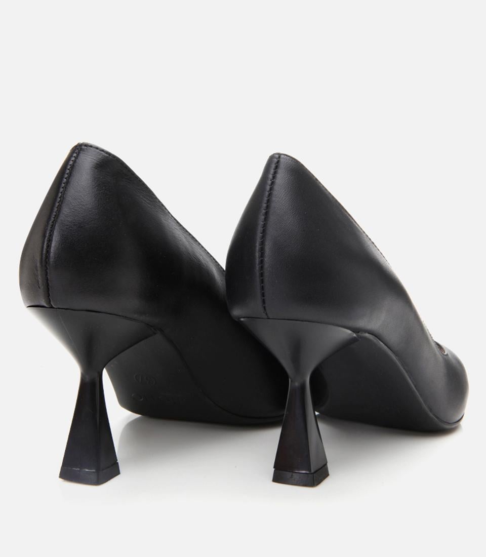 Kadın Deri Siyah Esnek Tabanlı Stiletto