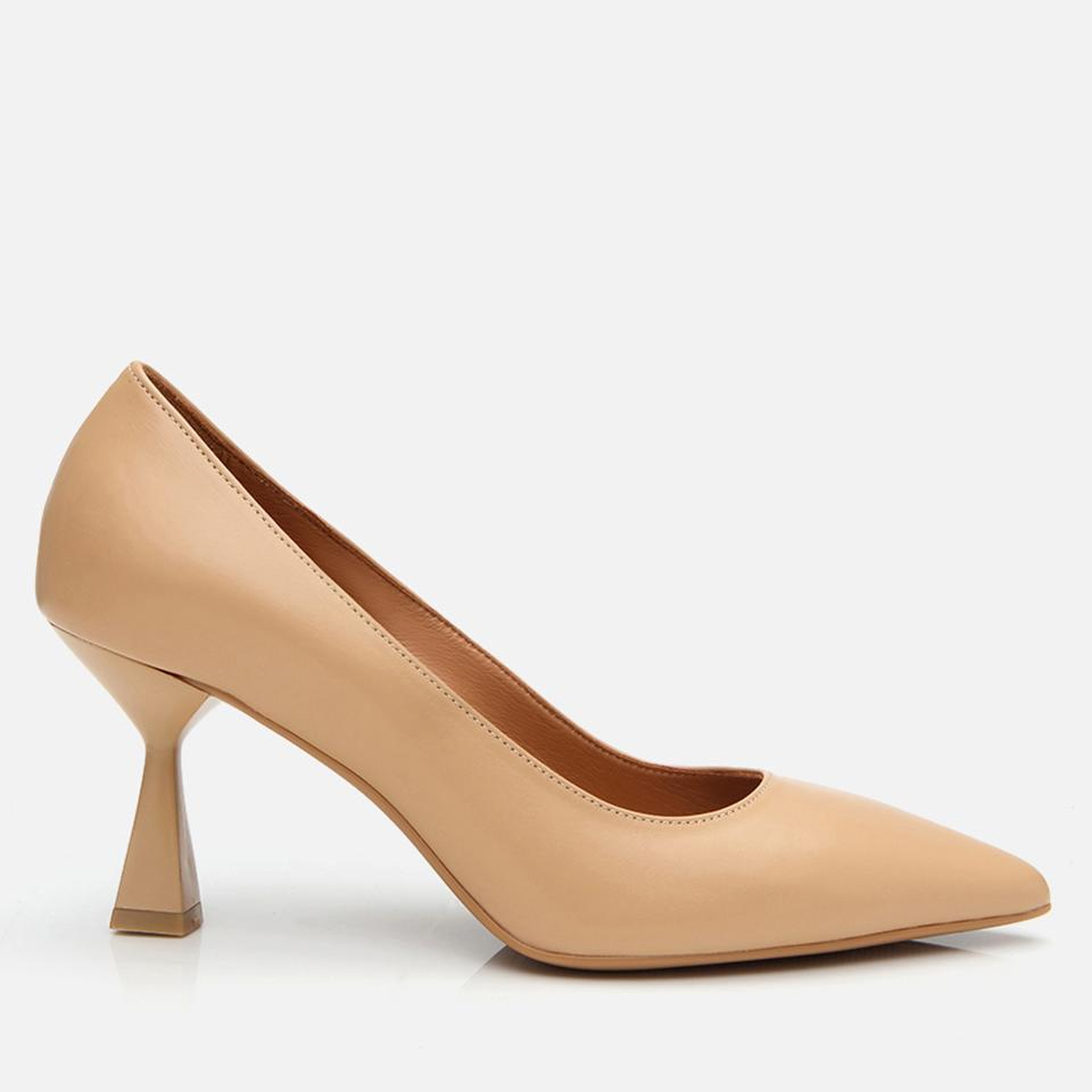 Kadın Deri Bej Esnek Tabanlı Stiletto