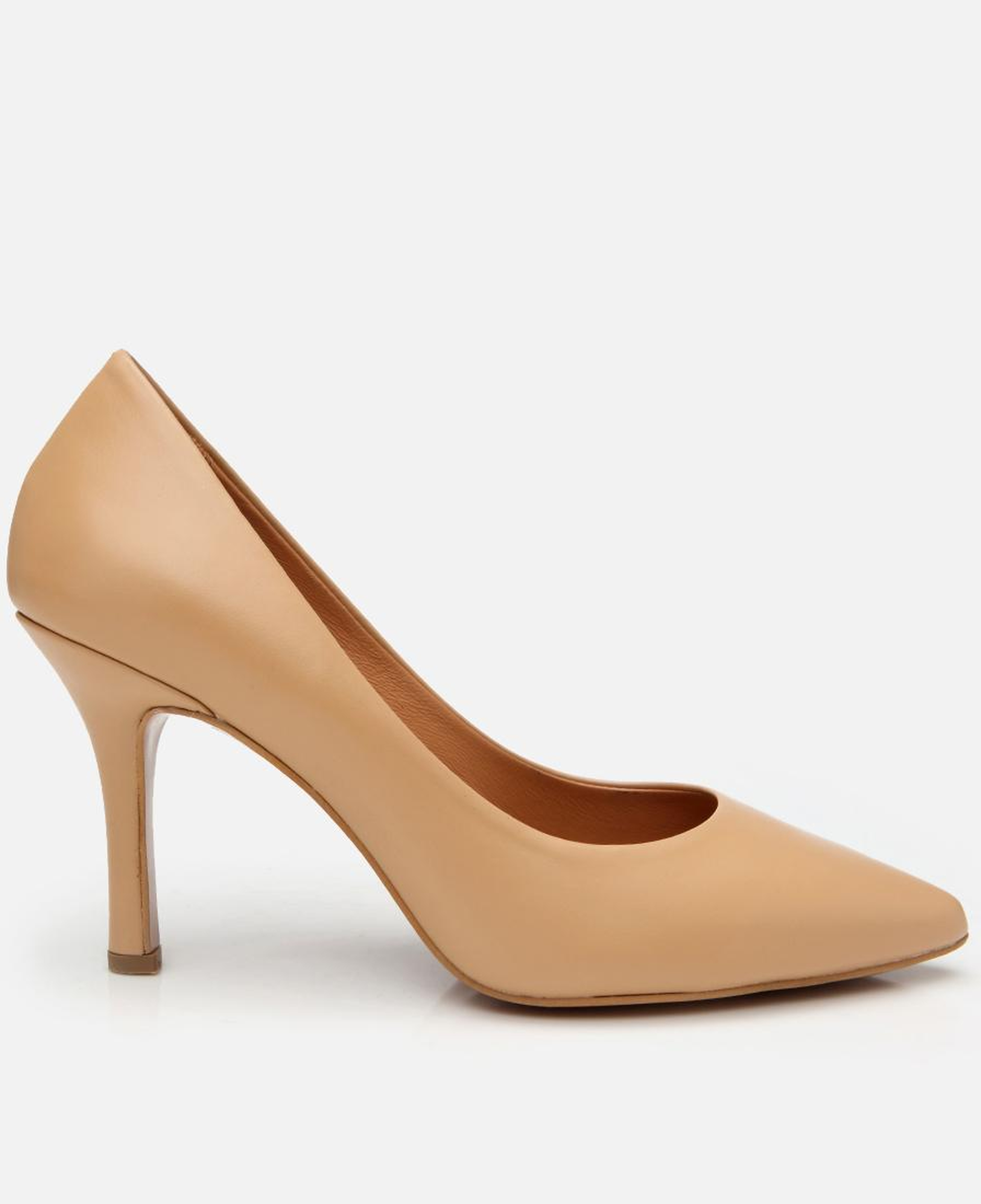 Kadın Deri Bej Yüksek Topuklu Stiletto