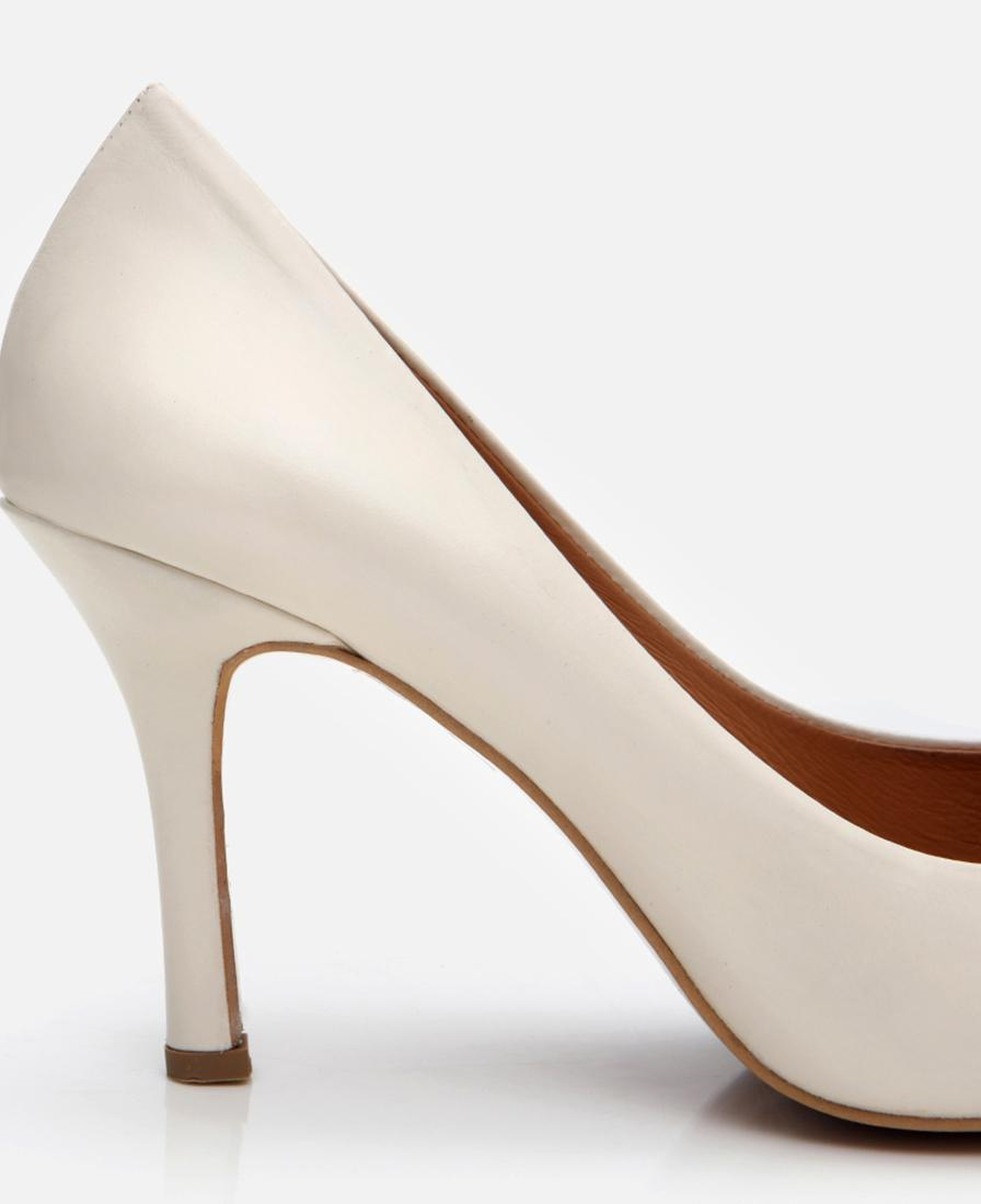 Kadın Deri Ekru Yüksek Topuklu Stiletto