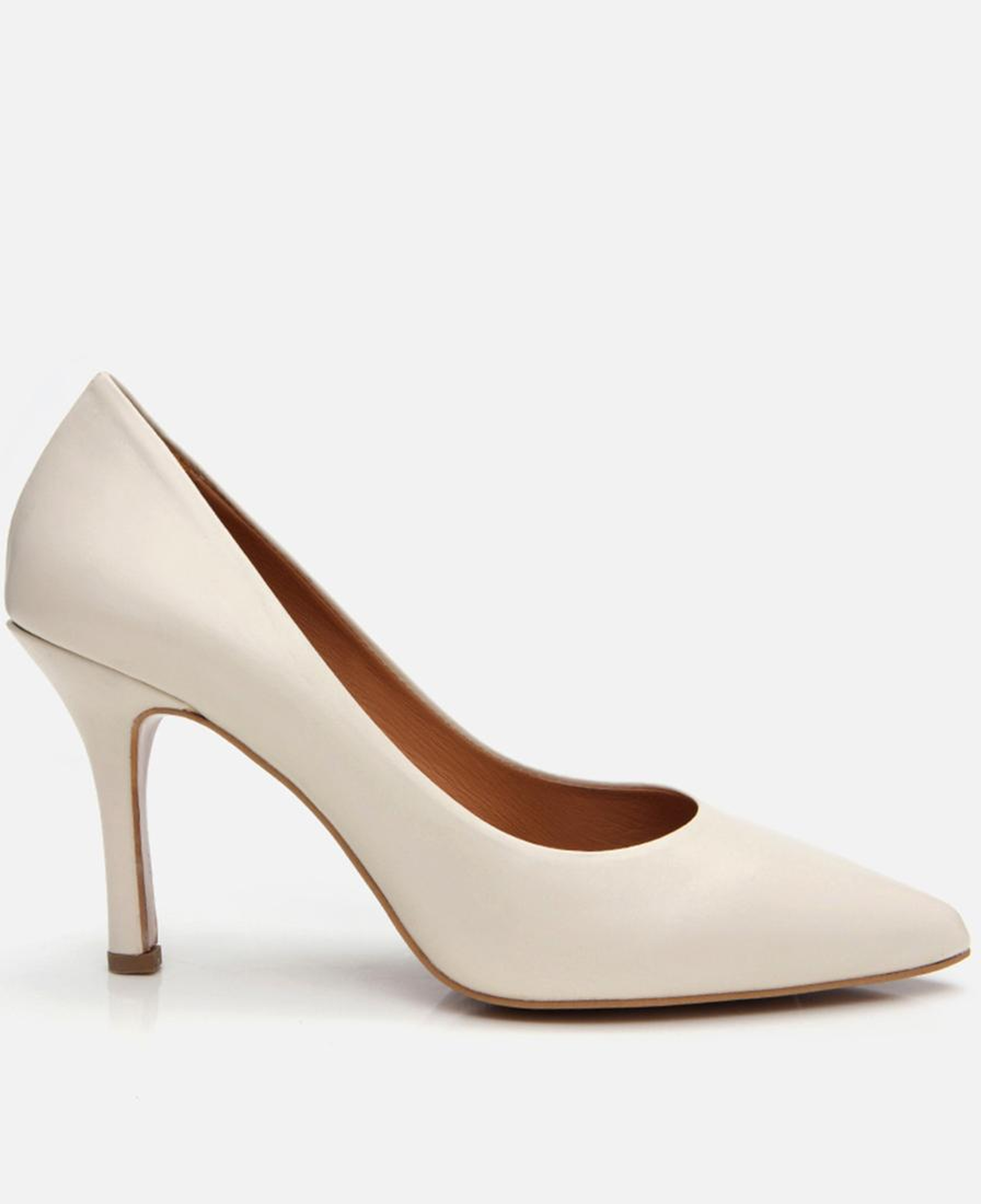 Kadın Deri Ekru Yüksek Topuklu Stiletto
