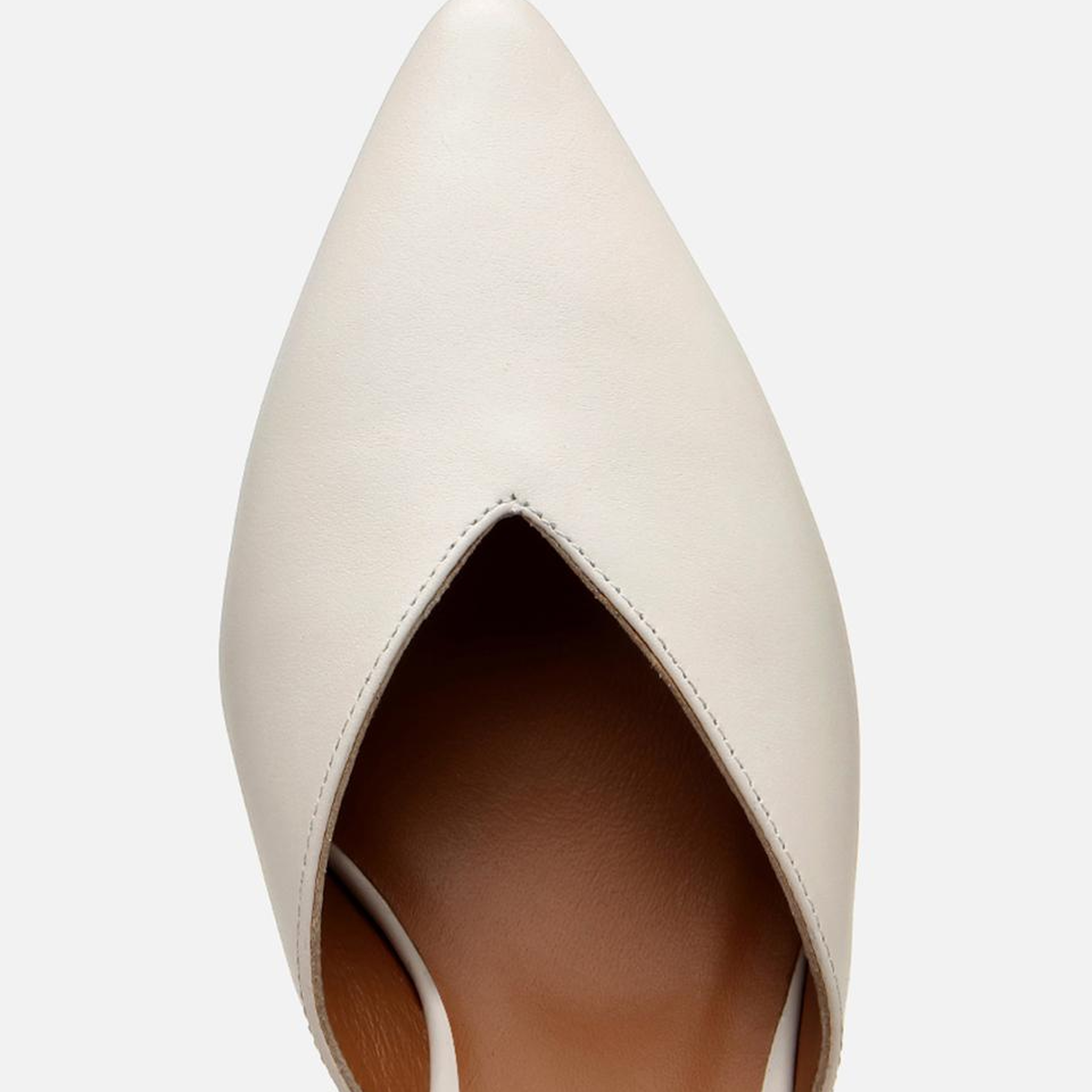 Kadın Deri Ekru İnce Topuklu Stiletto