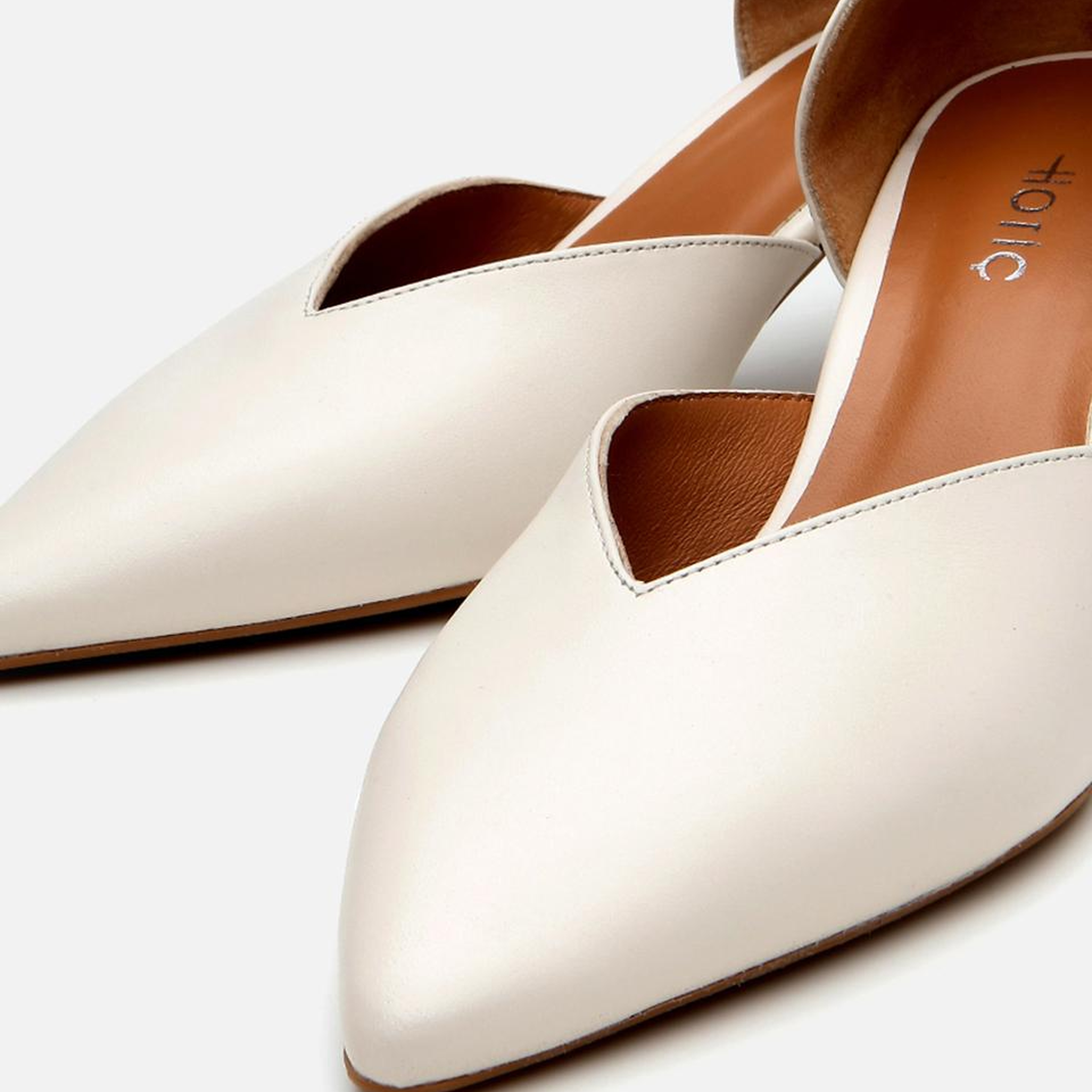 Kadın Deri Ekru İnce Topuklu Stiletto