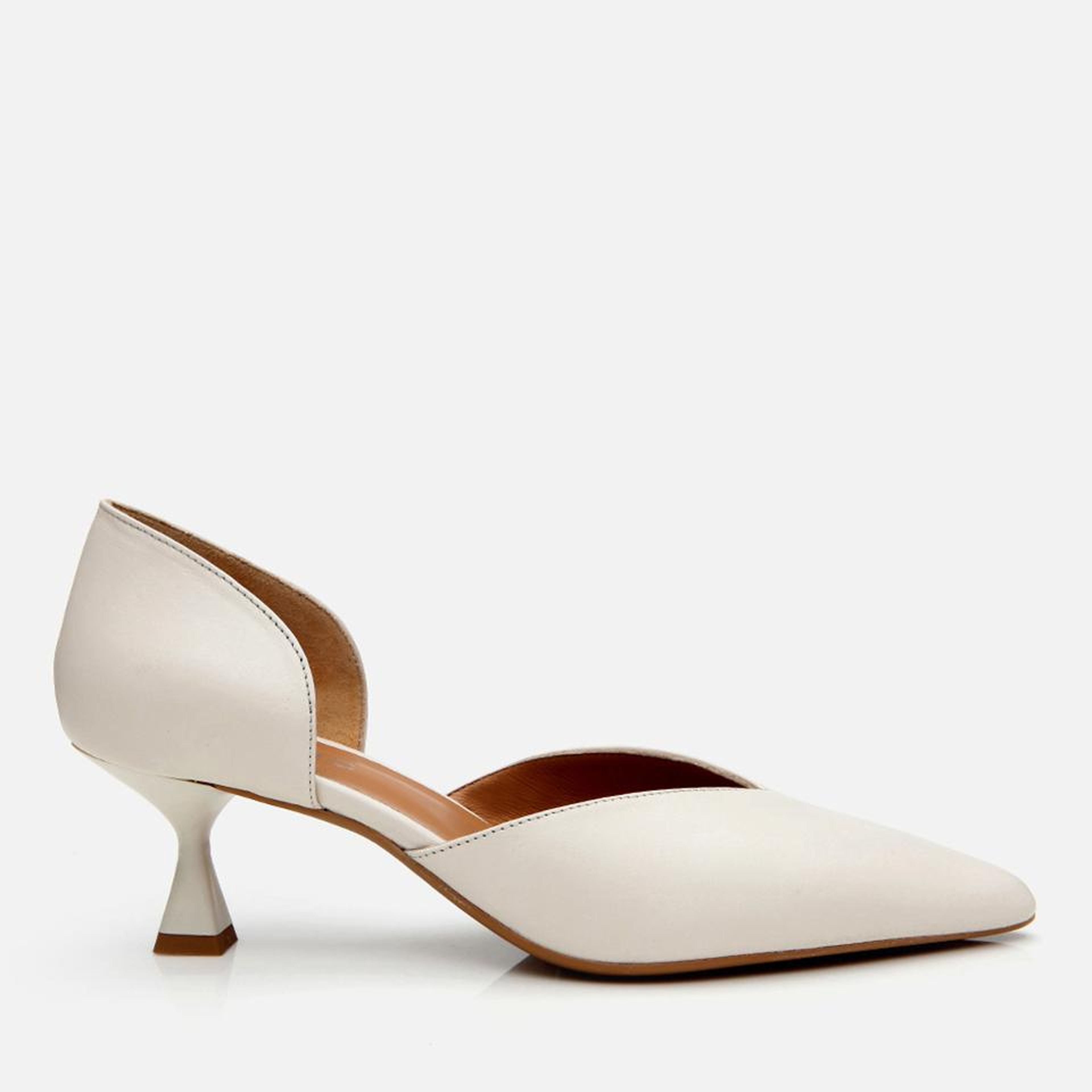 Kadın Deri Ekru İnce Topuklu Stiletto