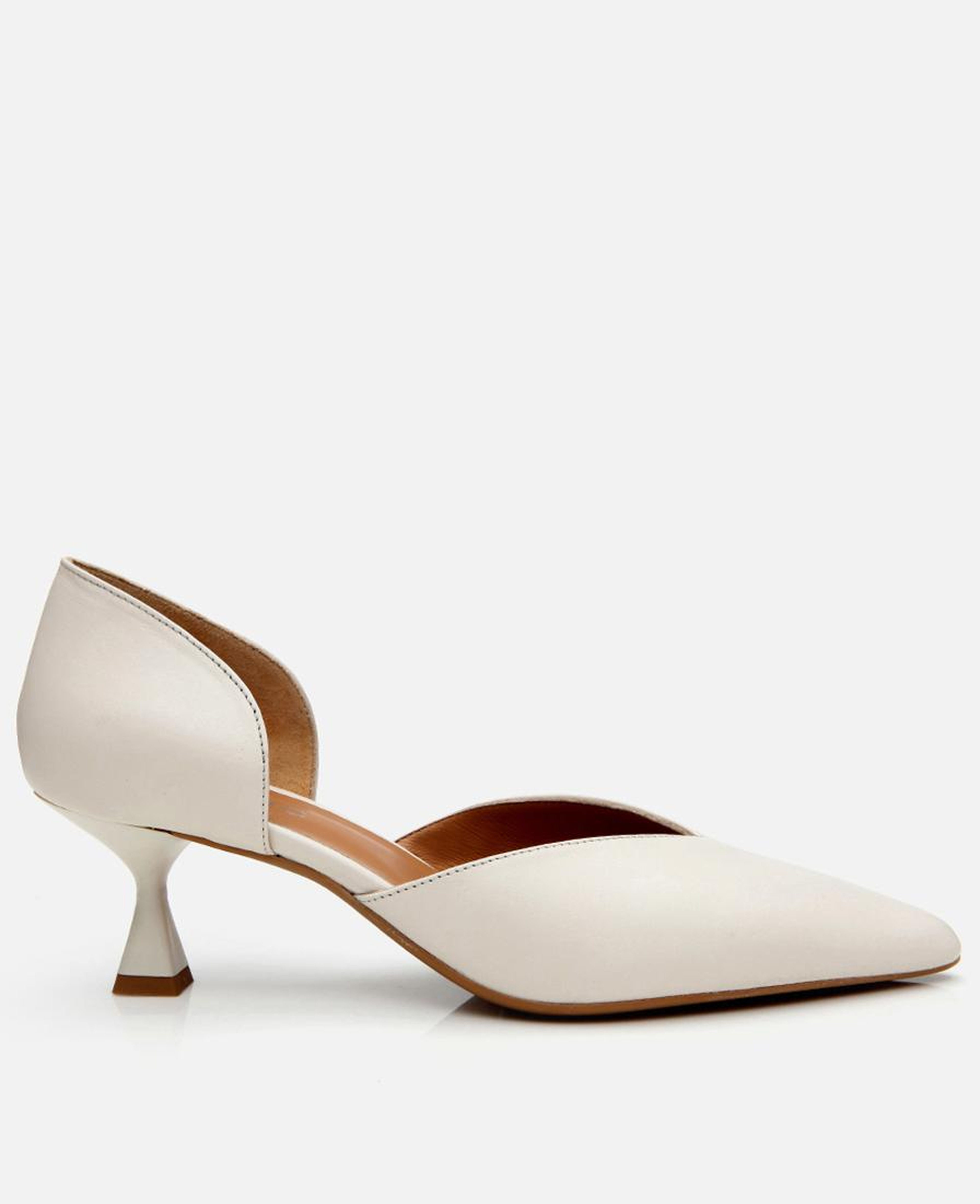 Kadın Deri Ekru İnce Topuklu Stiletto