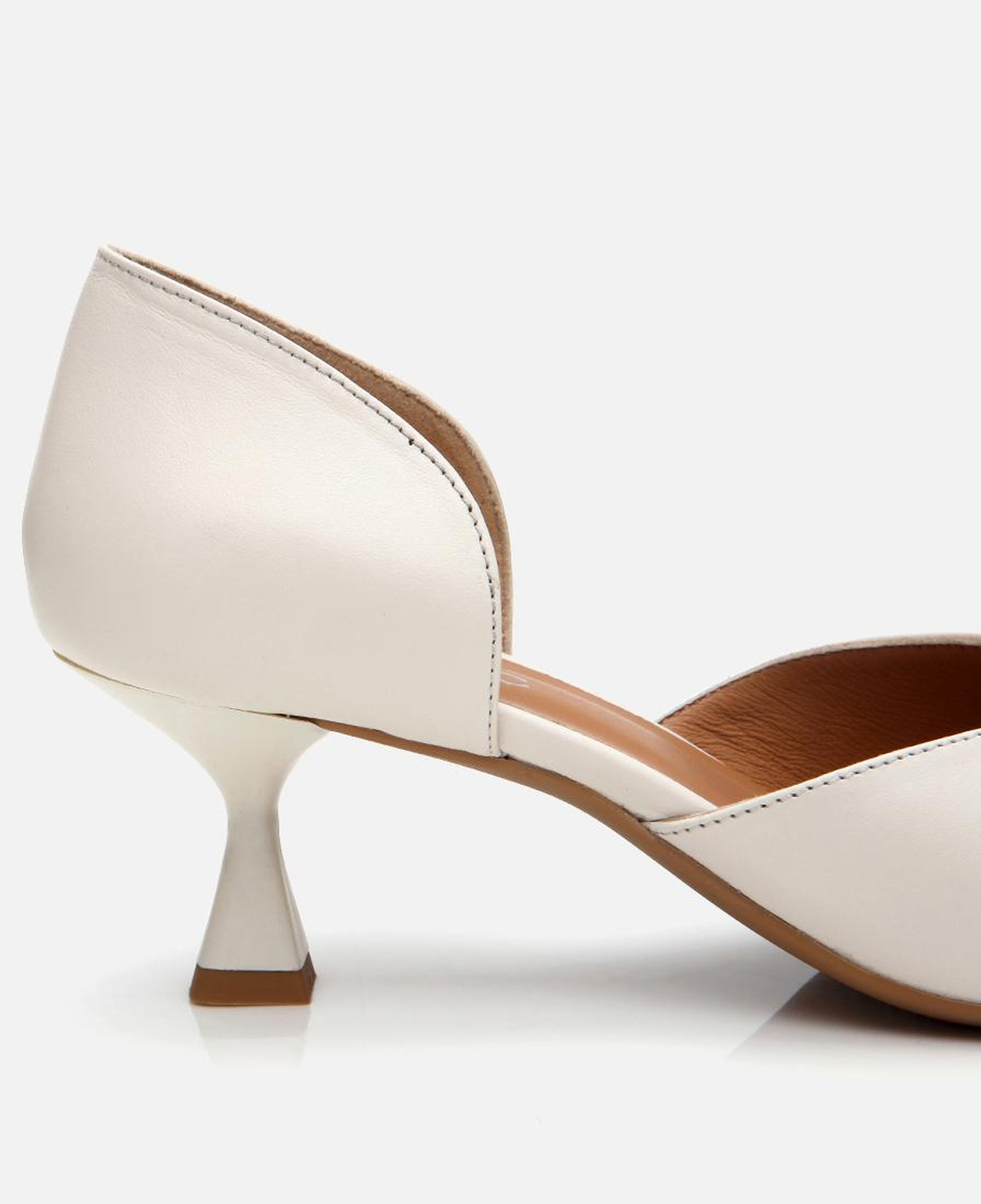 Kadın Deri Ekru İnce Topuklu Stiletto