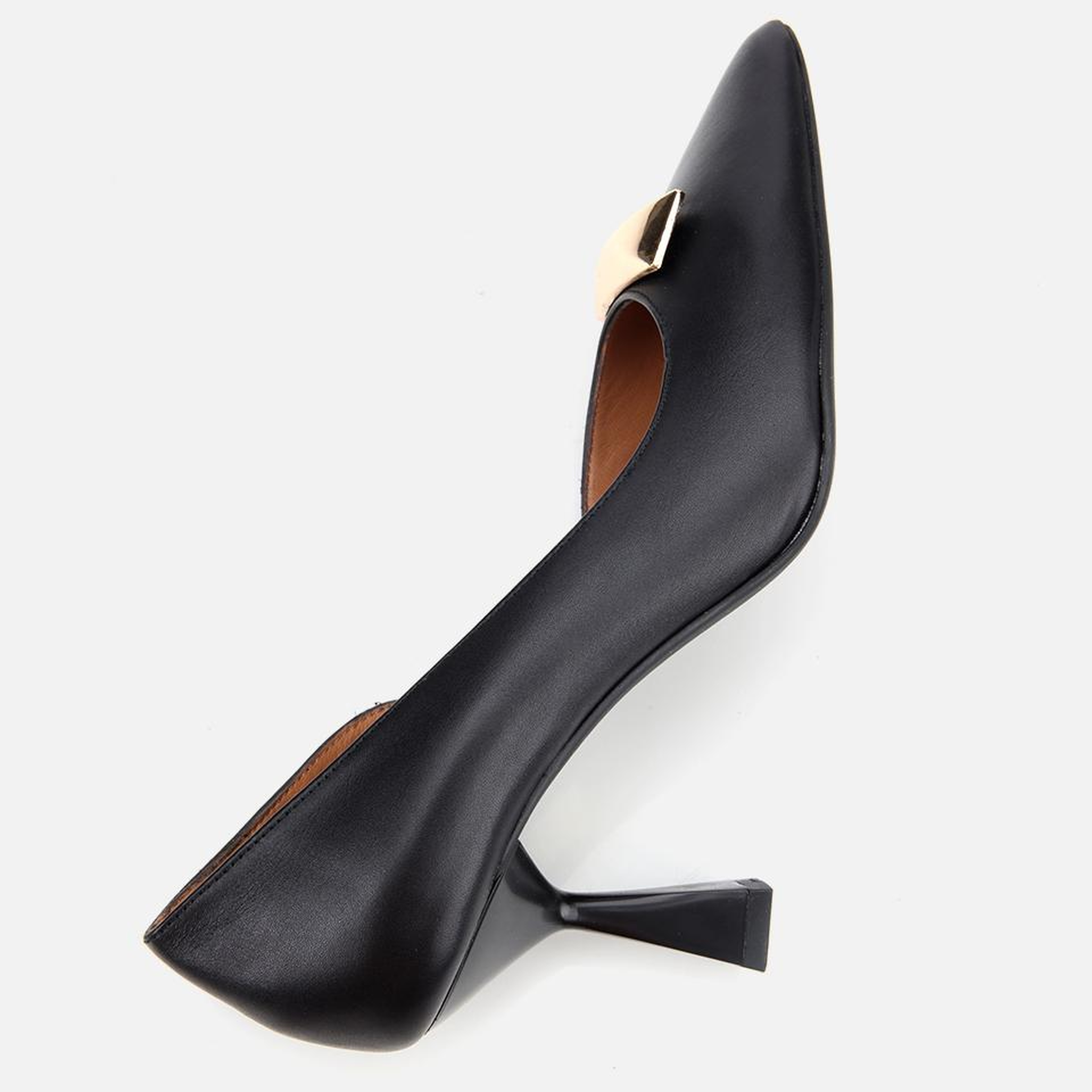 Kadın Deri Siyah Tokalı Stiletto