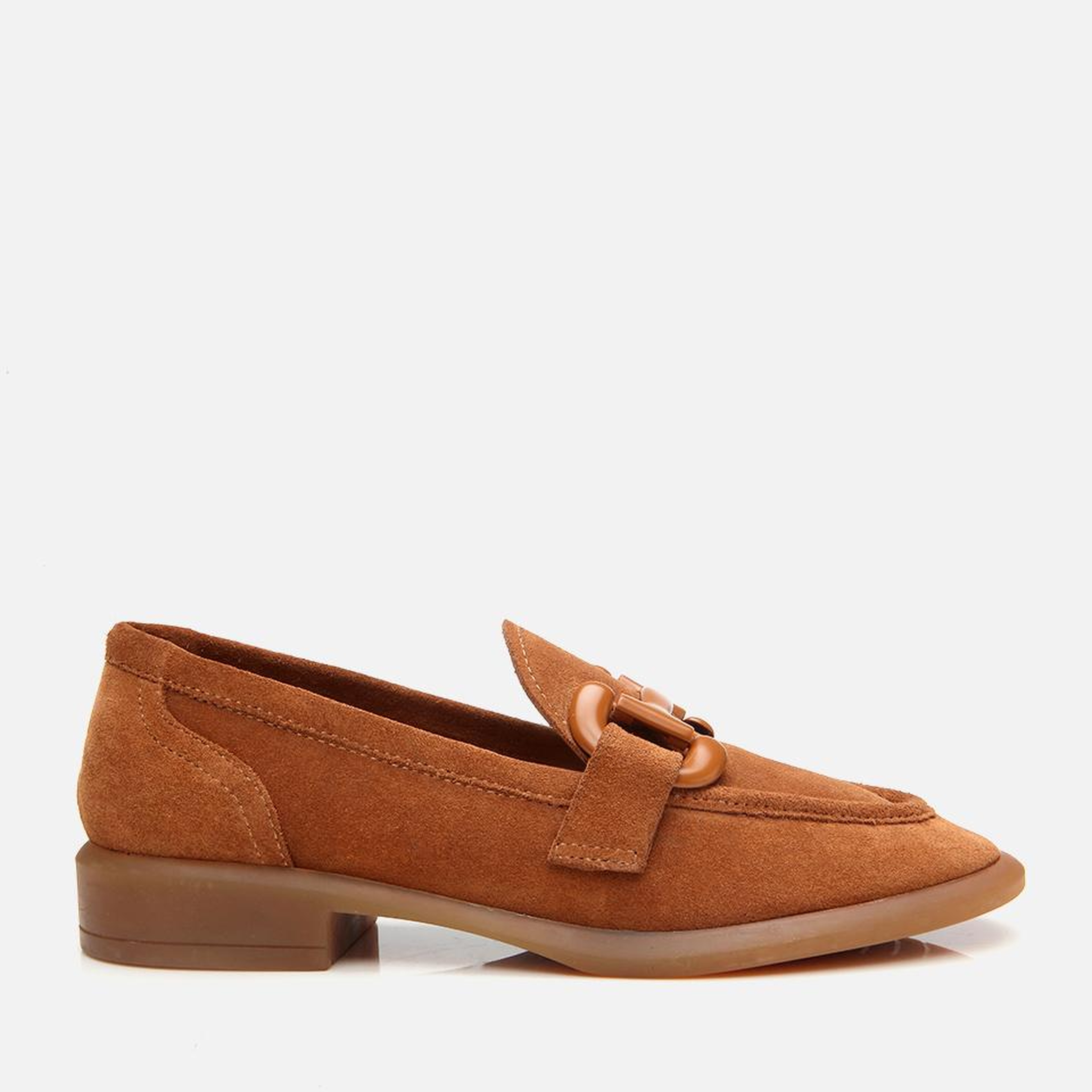 Kadın Süet Deri Taba Esnek Tabanlı Günlük Loafer