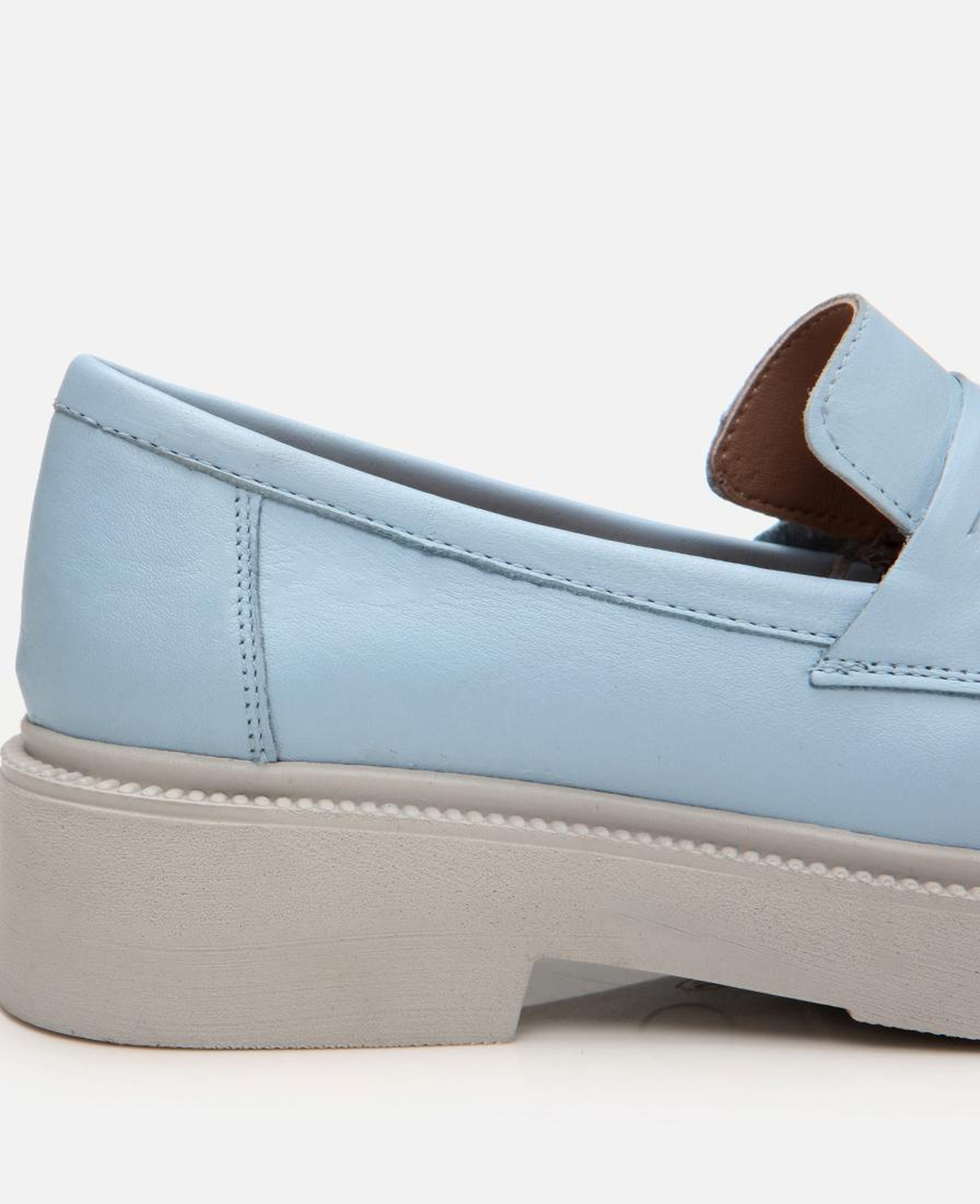 Kadın Deri Mavi Kalın Tabanlı Klasik Loafer
