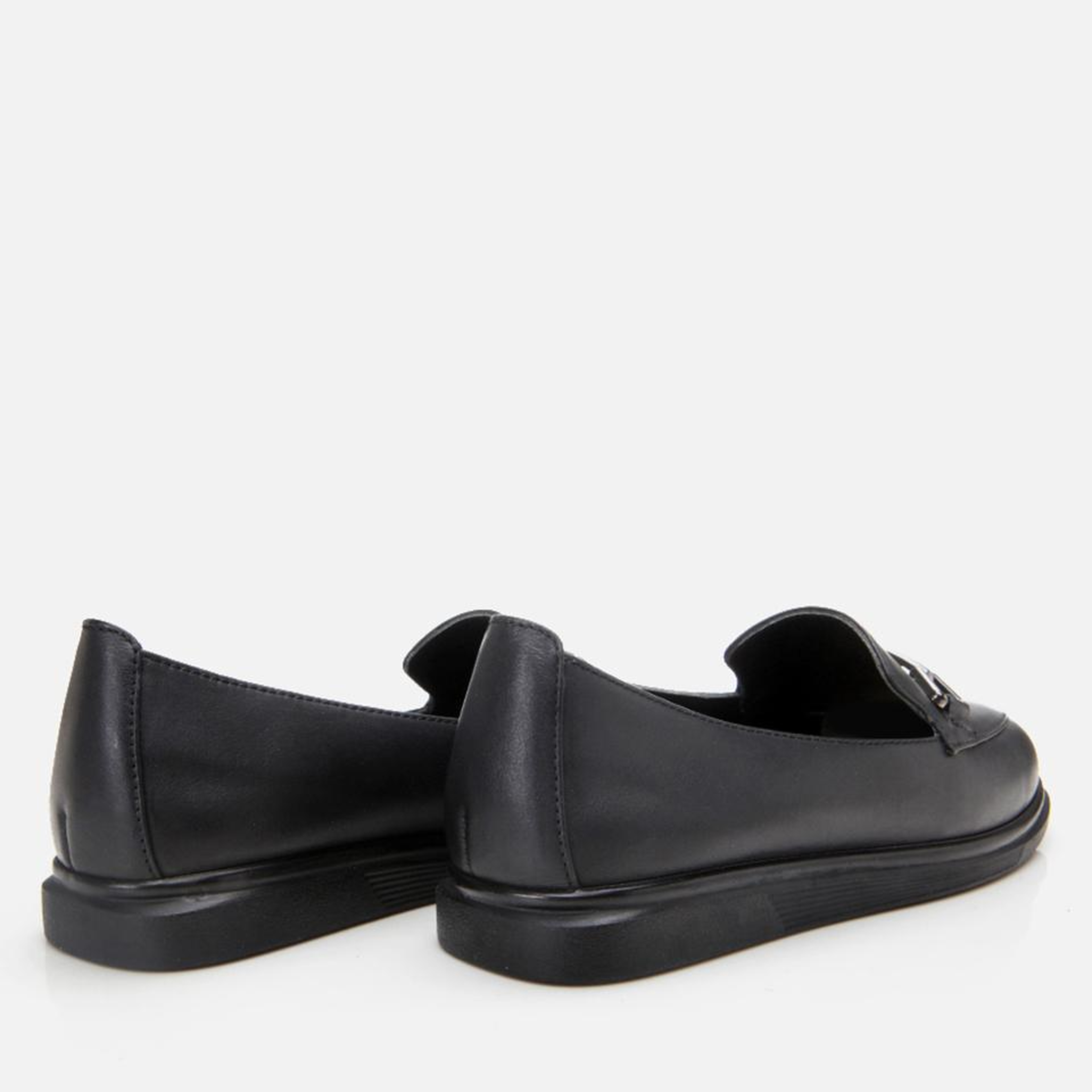 Kadın Deri Siyah Tokalı Günlük Loafer