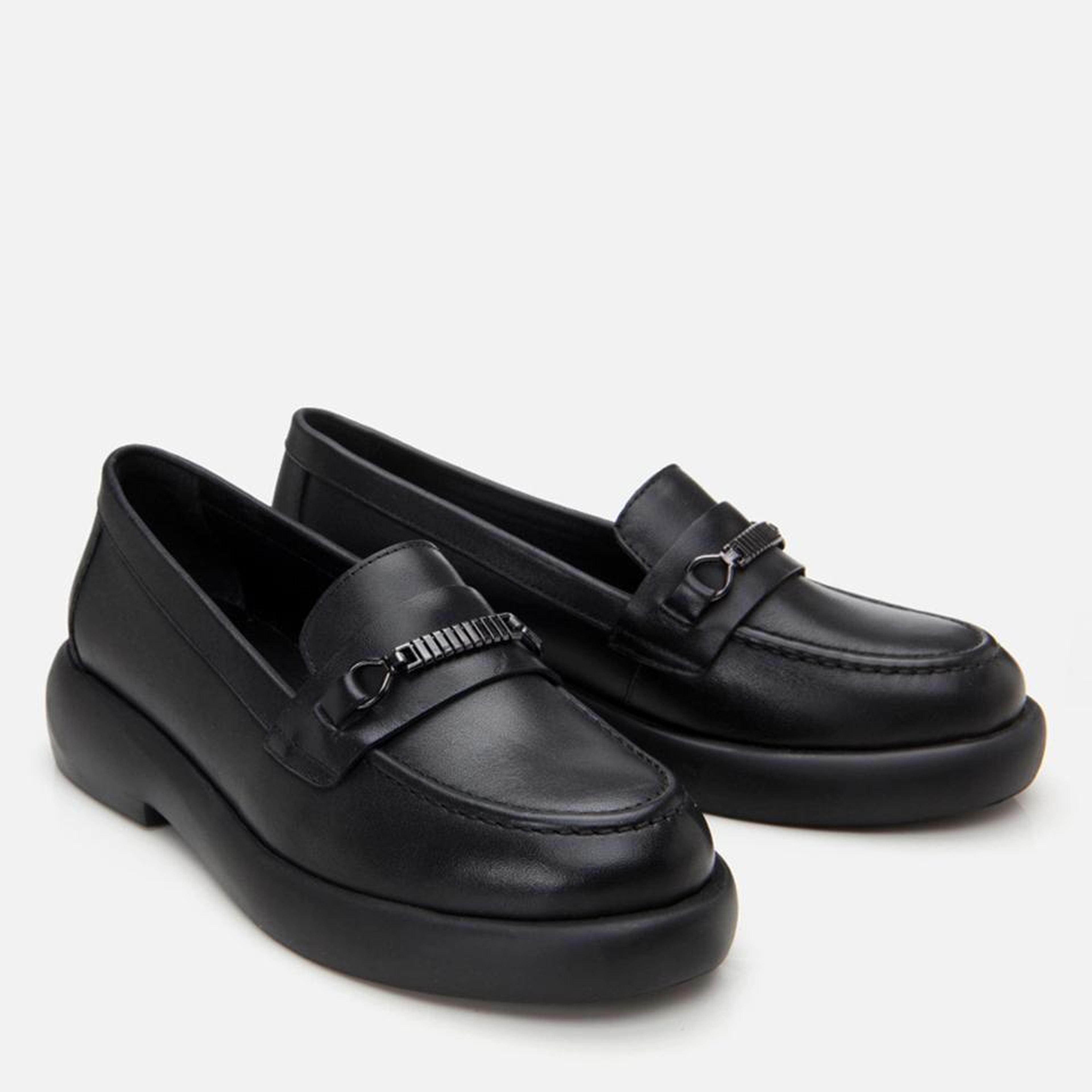 Kadın Deri Siyah Tokalı Şık Klasik Loafer