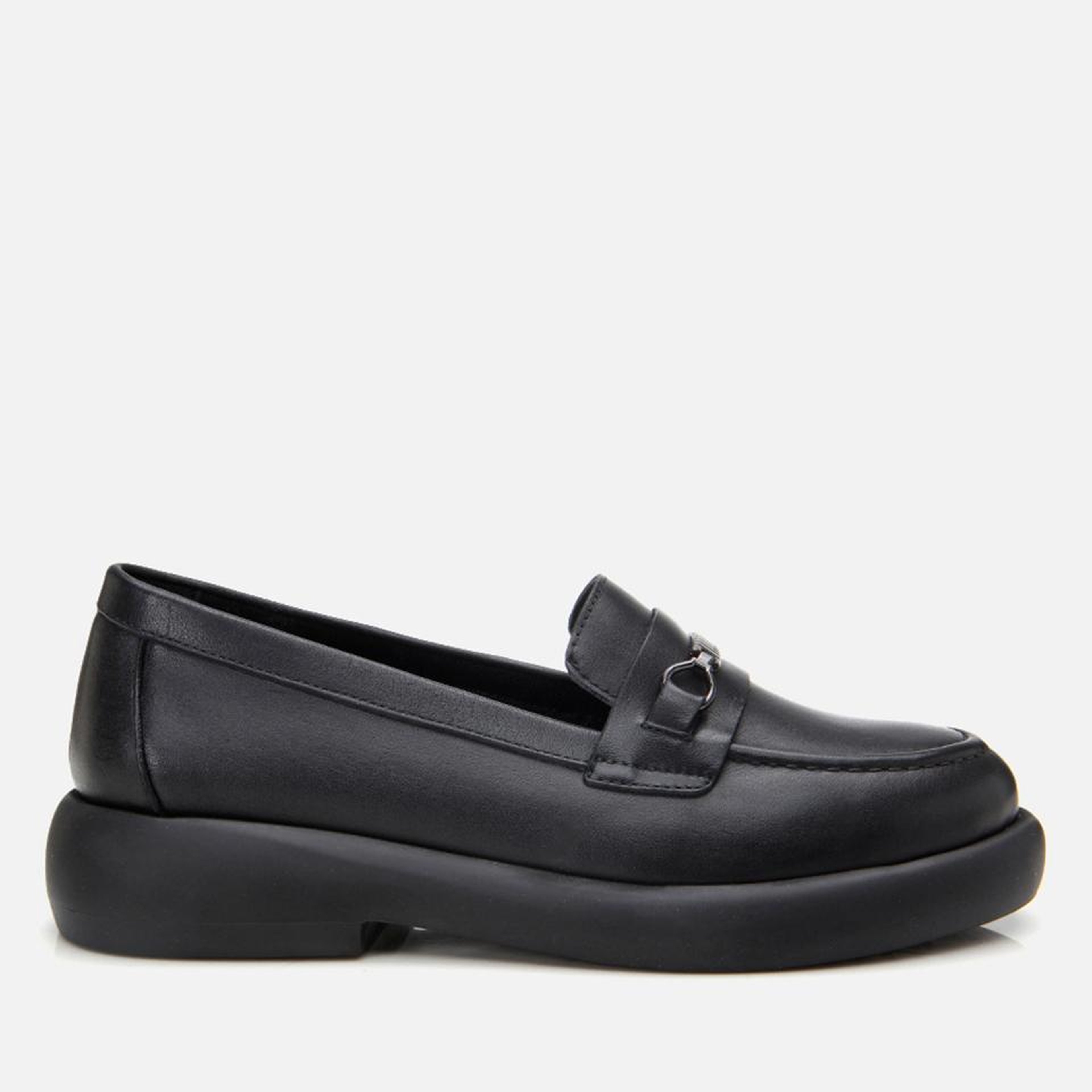 Kadın Deri Siyah Tokalı Şık Klasik Loafer