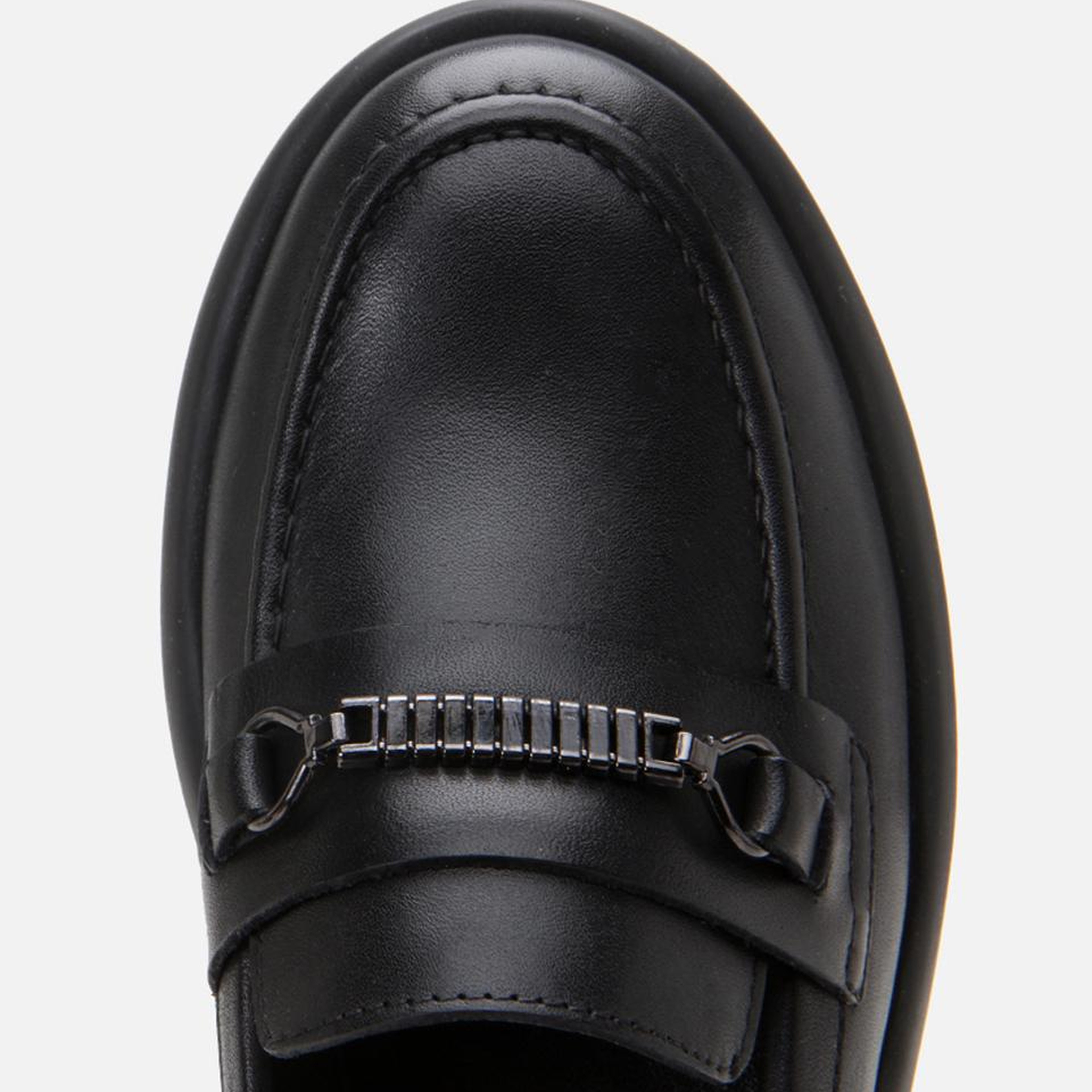 Kadın Deri Siyah Tokalı Şık Klasik Loafer