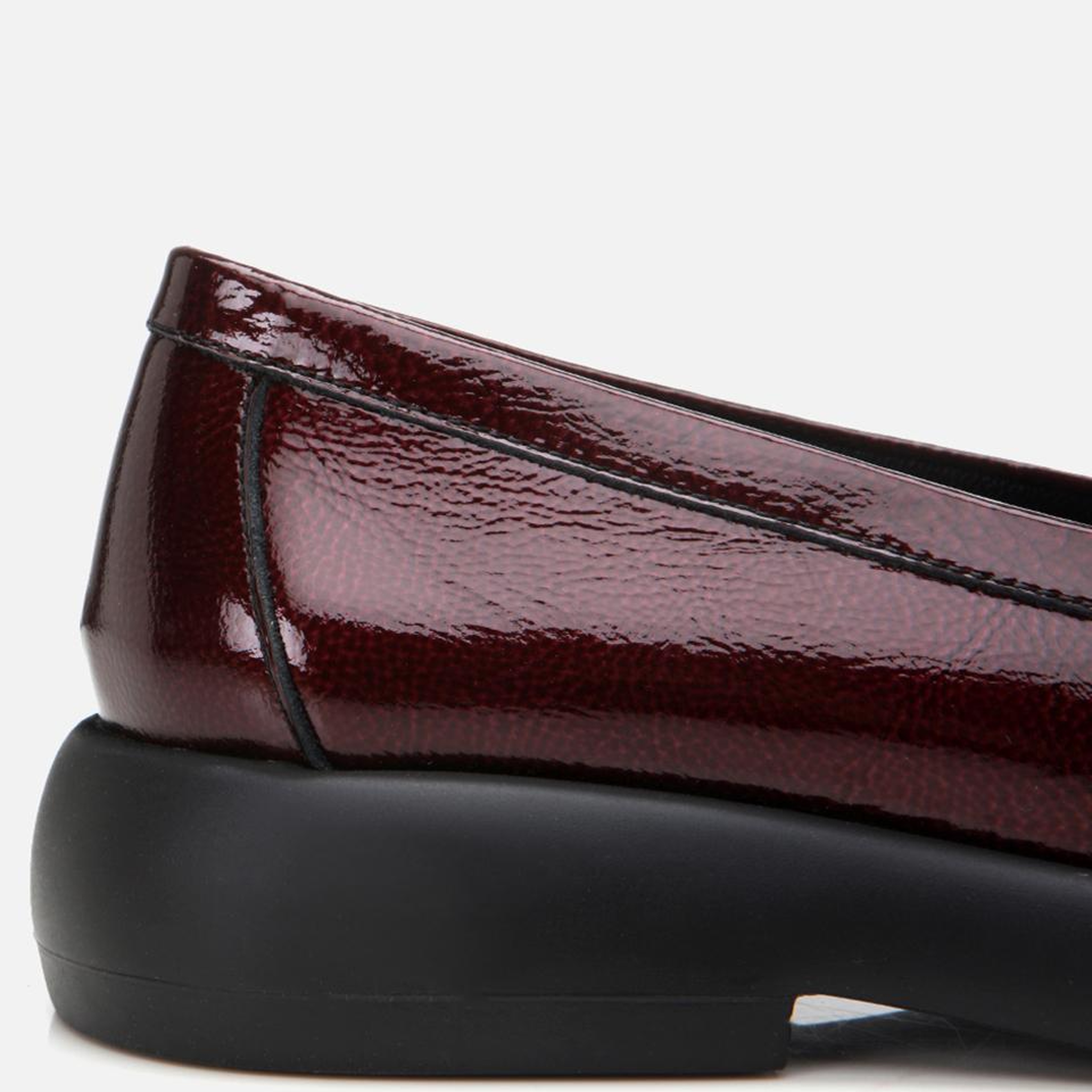 Kadın Rugan Deri Bordo Tokalı Şık Klasik Loafer