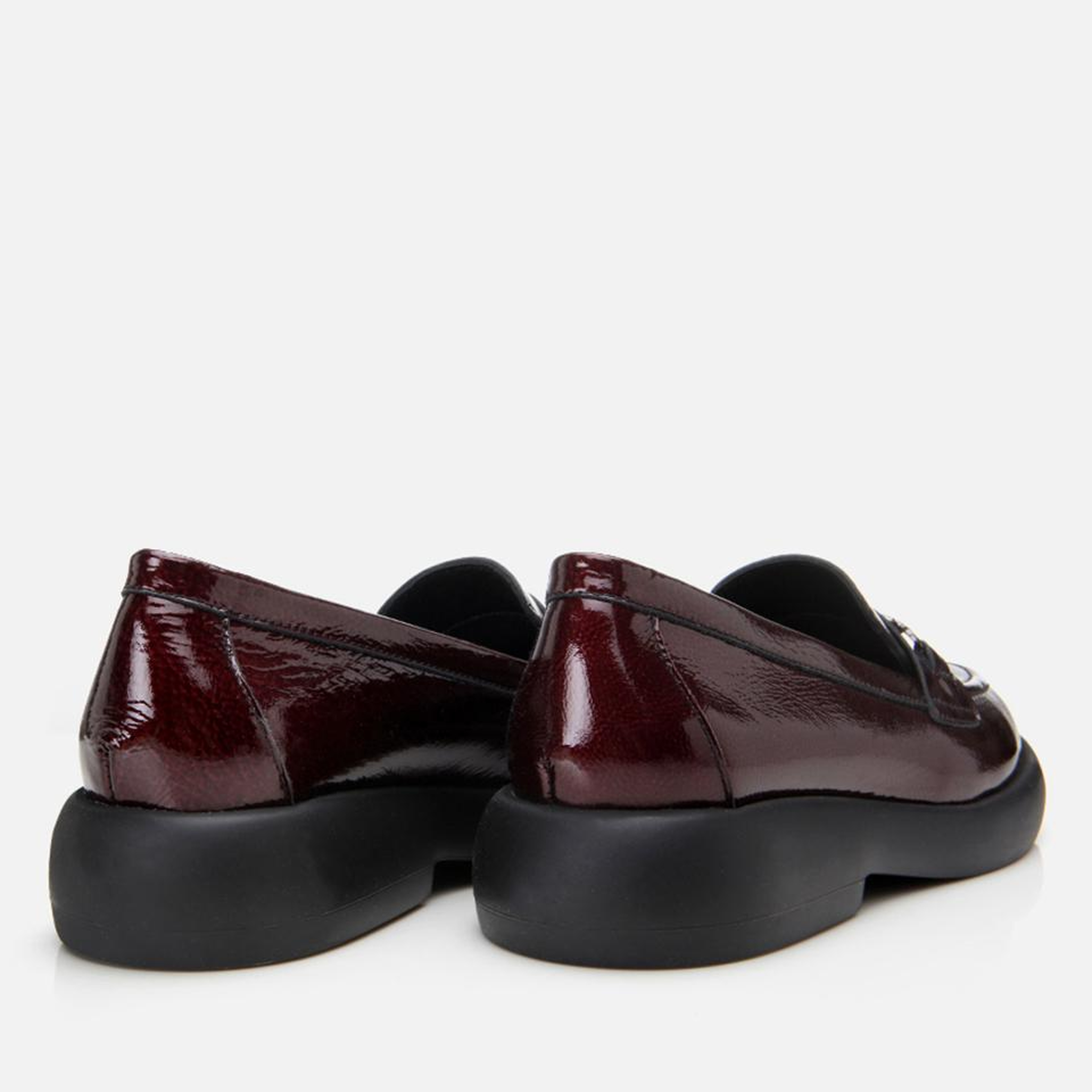 Kadın Rugan Deri Bordo Tokalı Şık Klasik Loafer