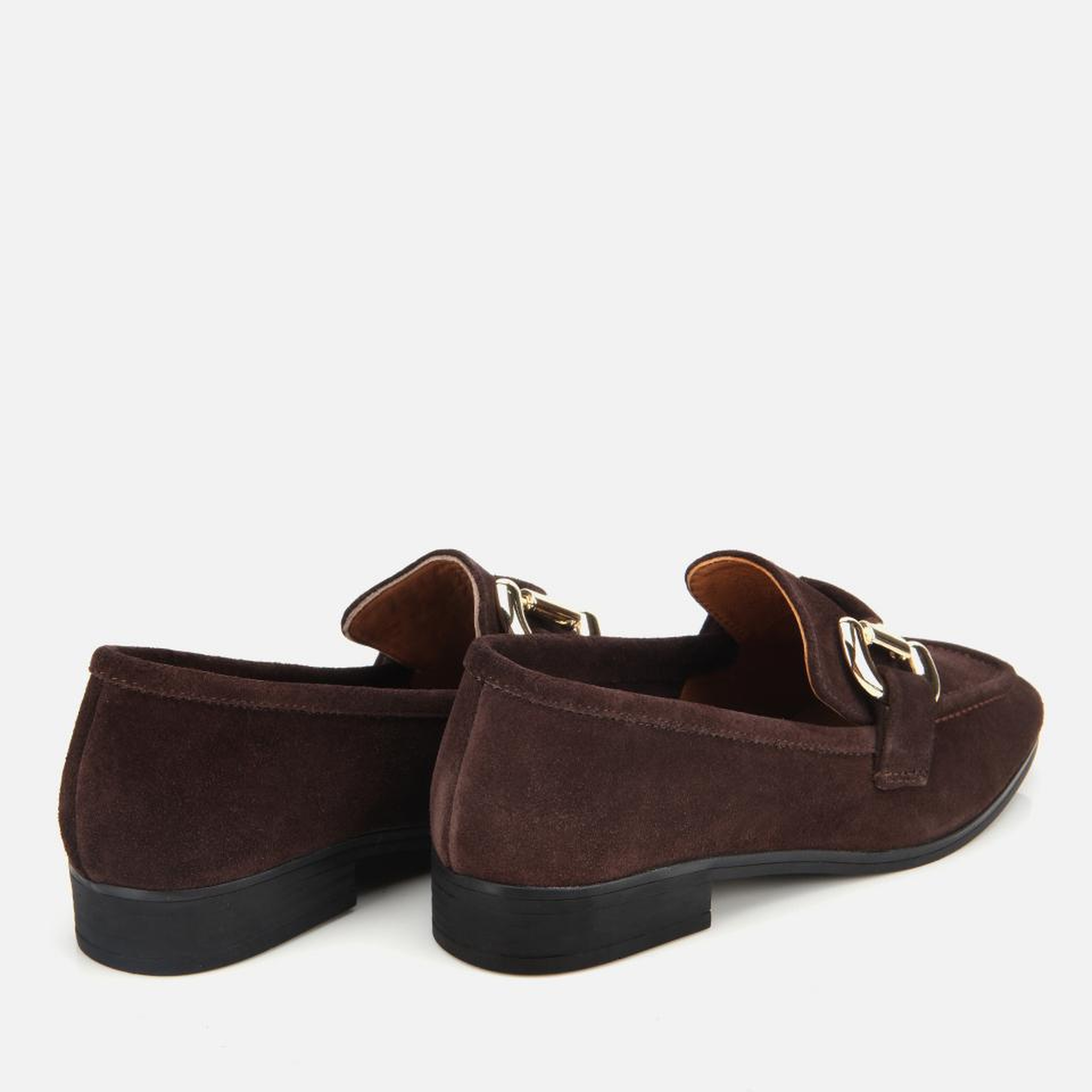 Kadın Süet Deri Kahverengi Tokalı Klasik Loafer