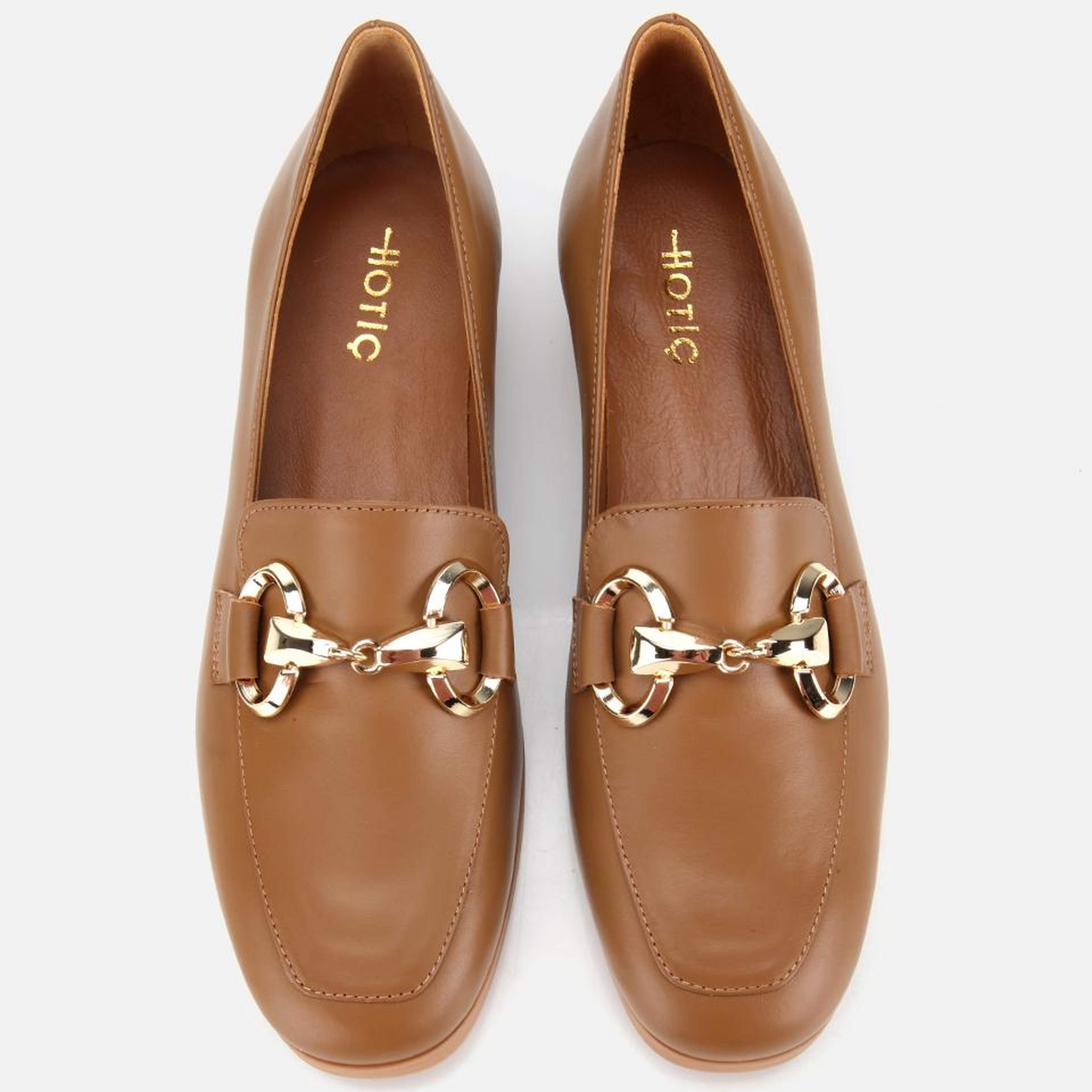 Kadın Deri Kahverengi Tokalı Klasik Loafer