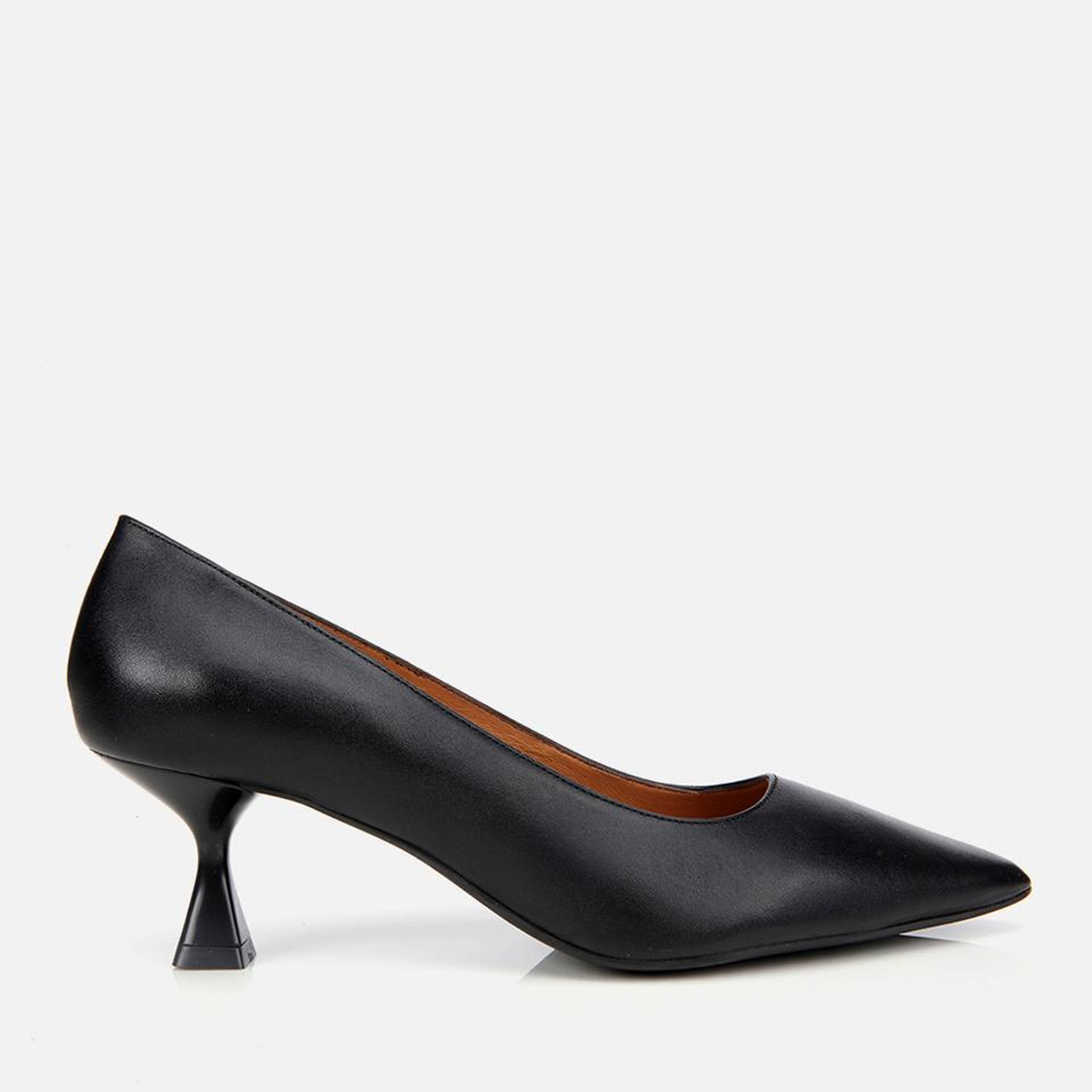 Kadın Deri Siyah Esnek Tabanlı İnce Topuklu Stiletto