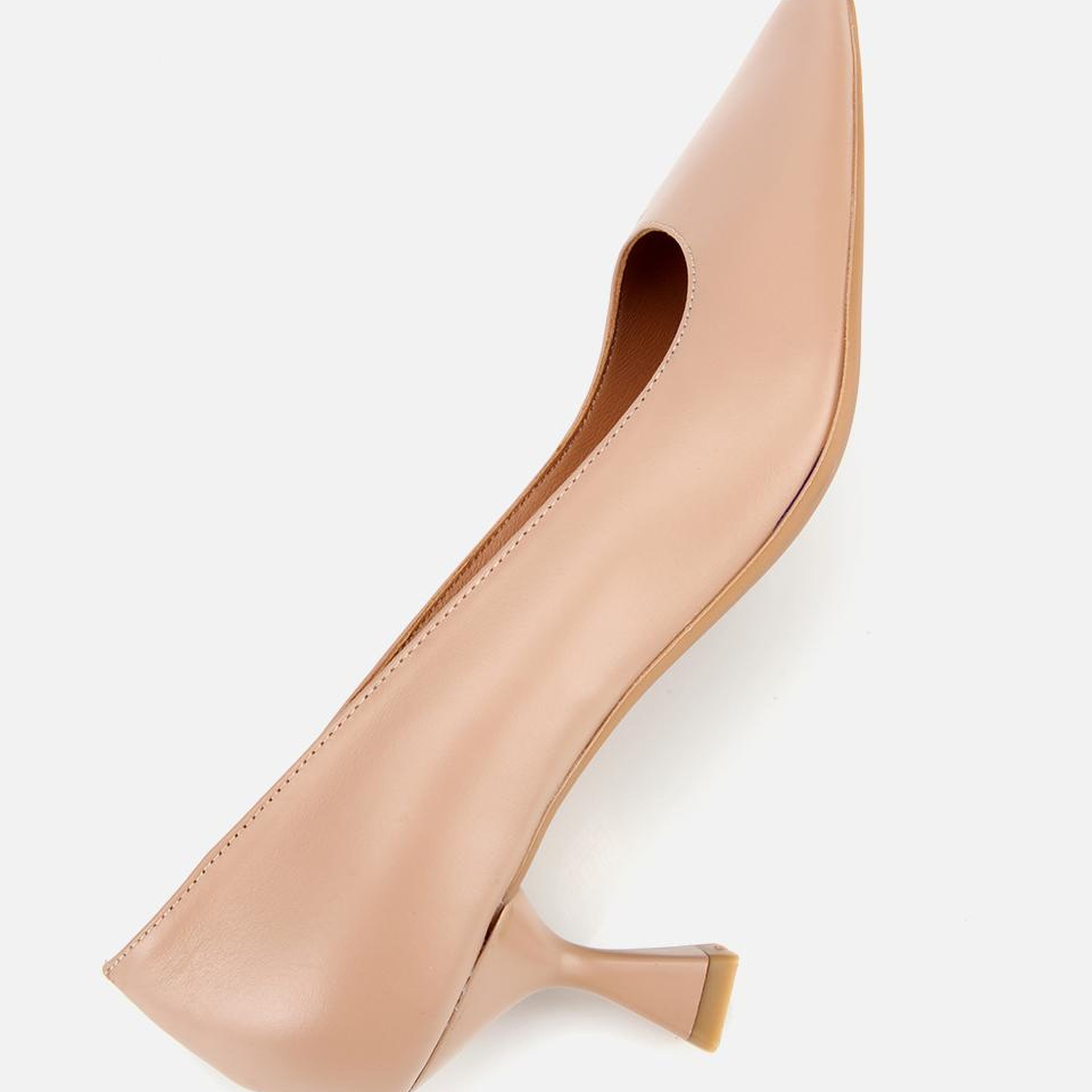 Kadın Deri Bej Esnek Tabanlı İnce Topuklu Stiletto