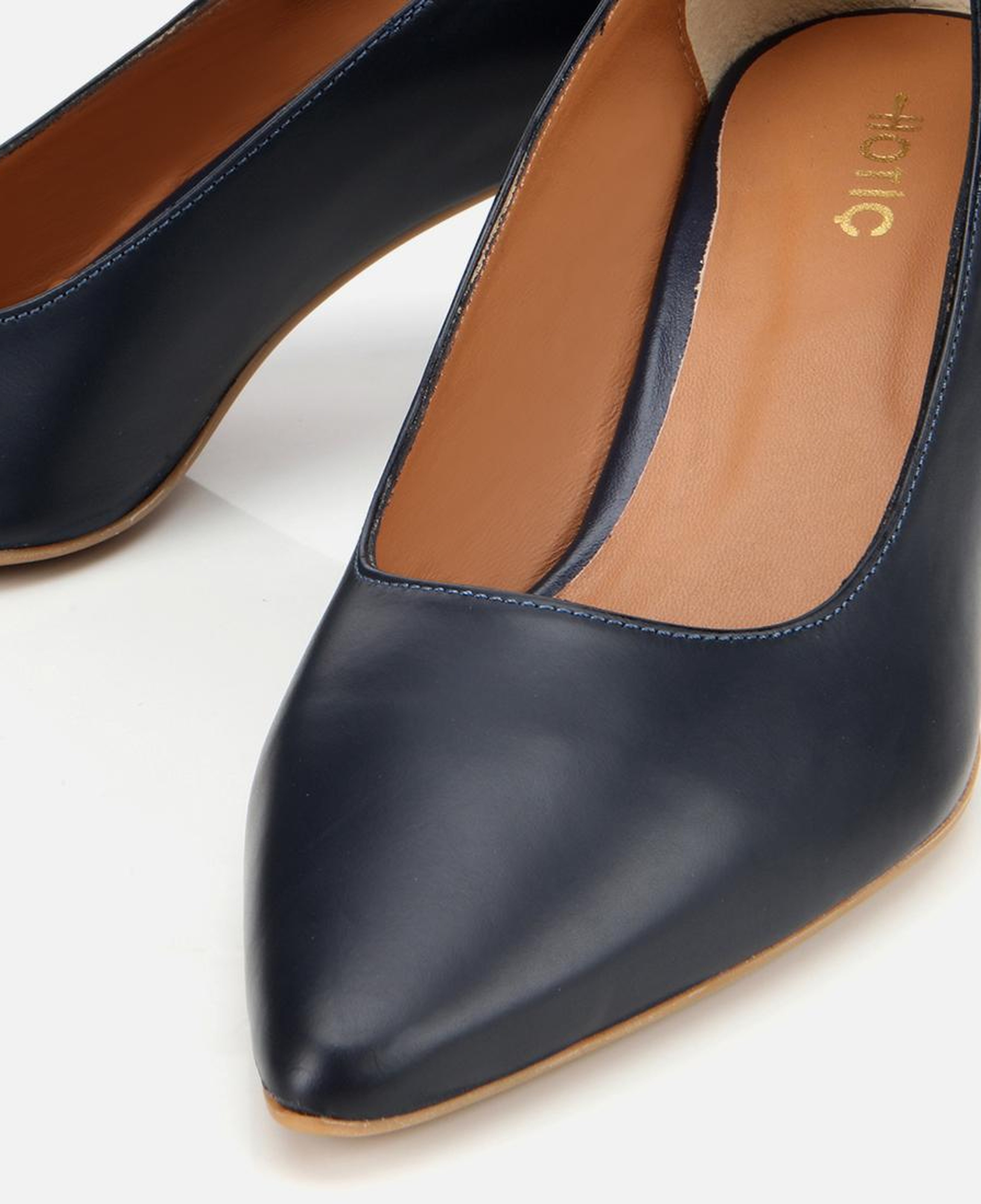 Kadın Deri Lacivert Esnek Tabanlı İnce Topuklu Stiletto