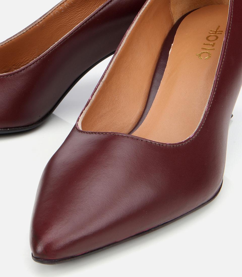 Kadın Deri Bordo Esnek Tabanlı İnce Topuklu Stiletto