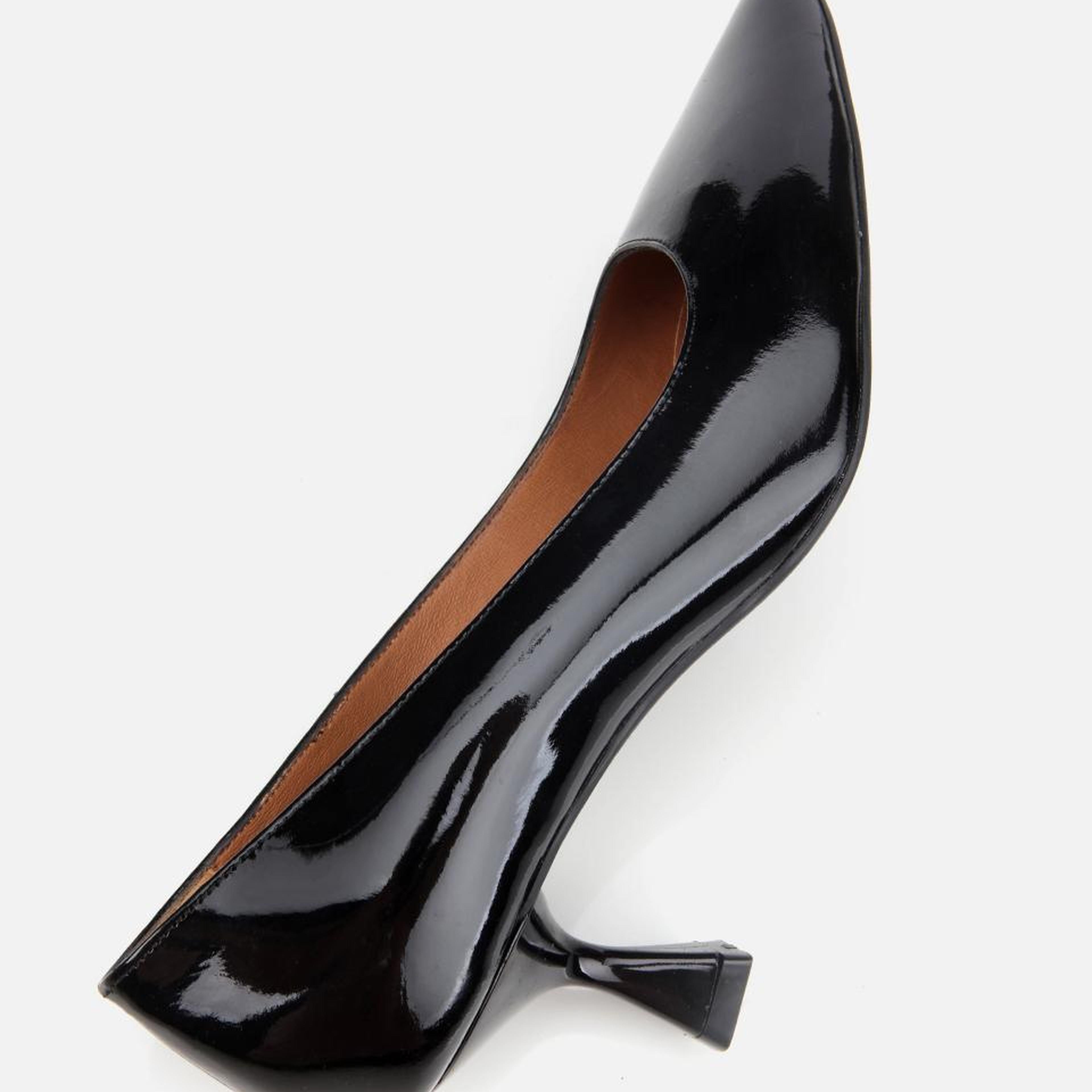 Kadın Rugan Deri  Siyah Esnek Tabanlı Stiletto