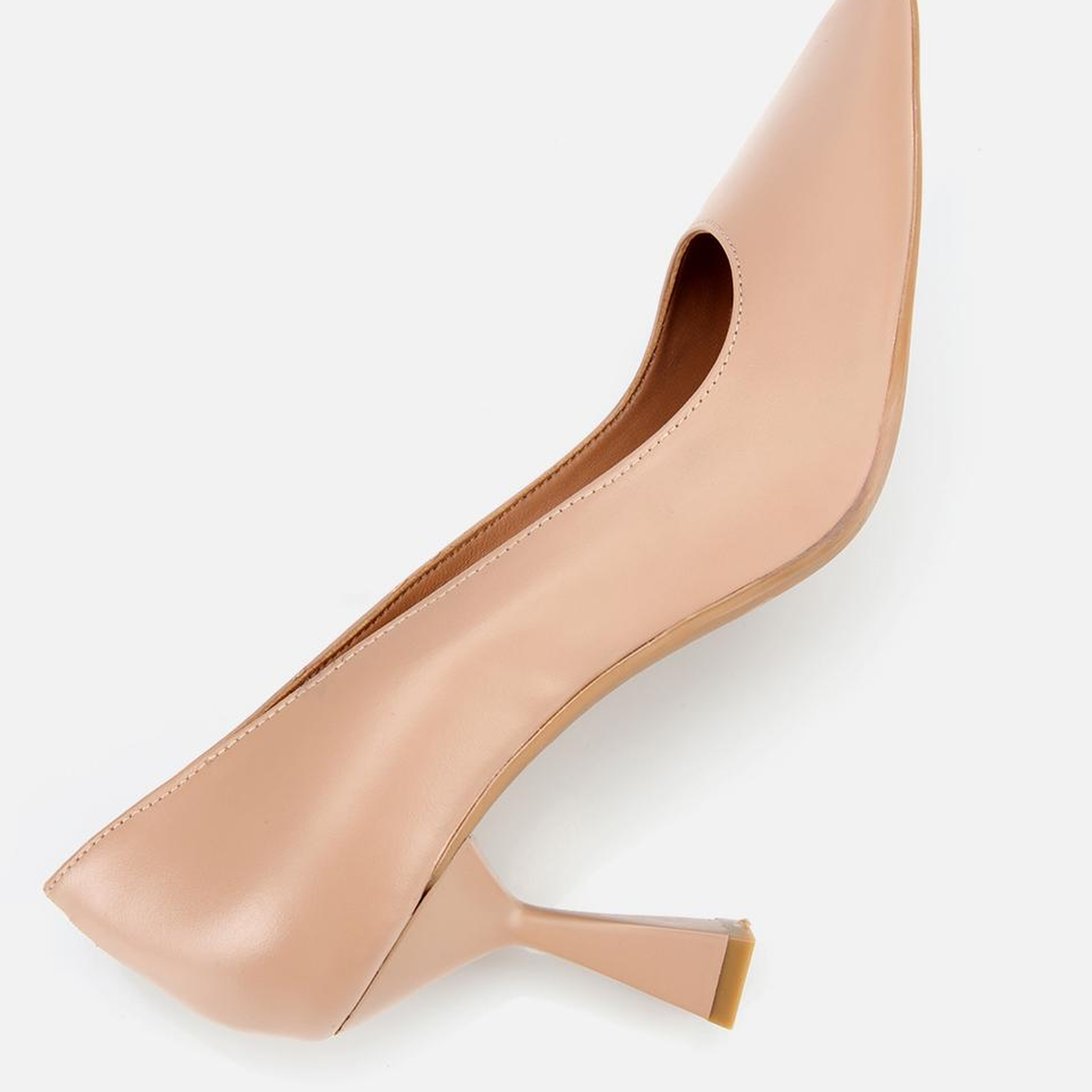 Kadın Deri Bej Esnek Tabanlı İnce Topuklu Stiletto